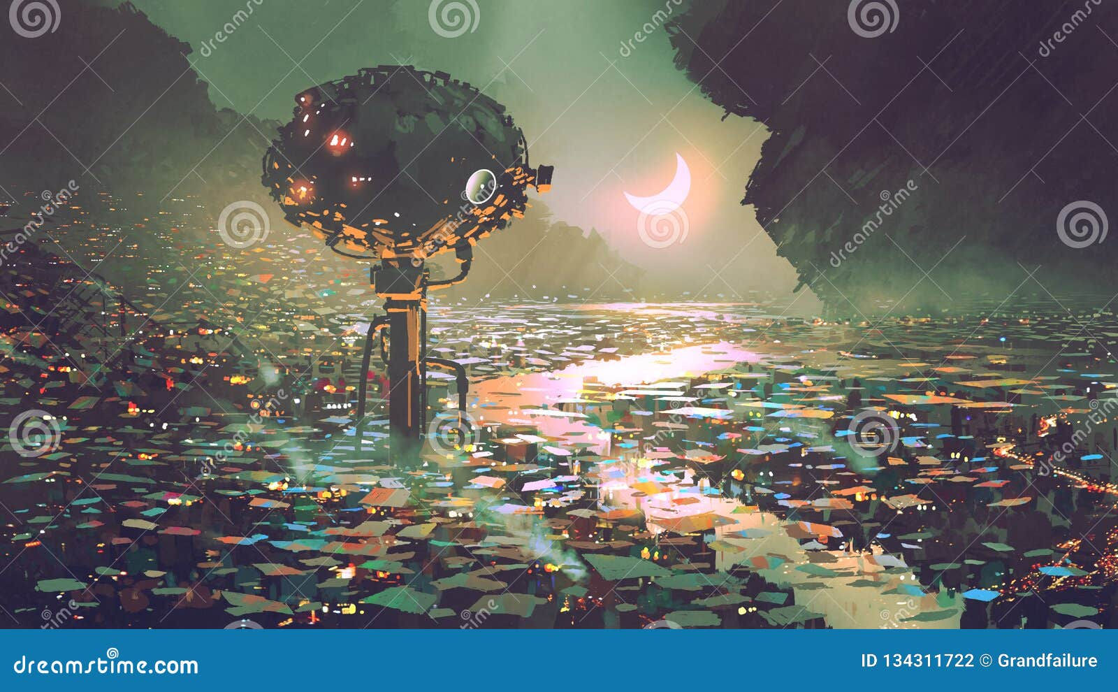 Wallpaper #3WgGIJMBSpphPi3-UCyv249 The Water Tower for the Dystopian World Stock Illustration