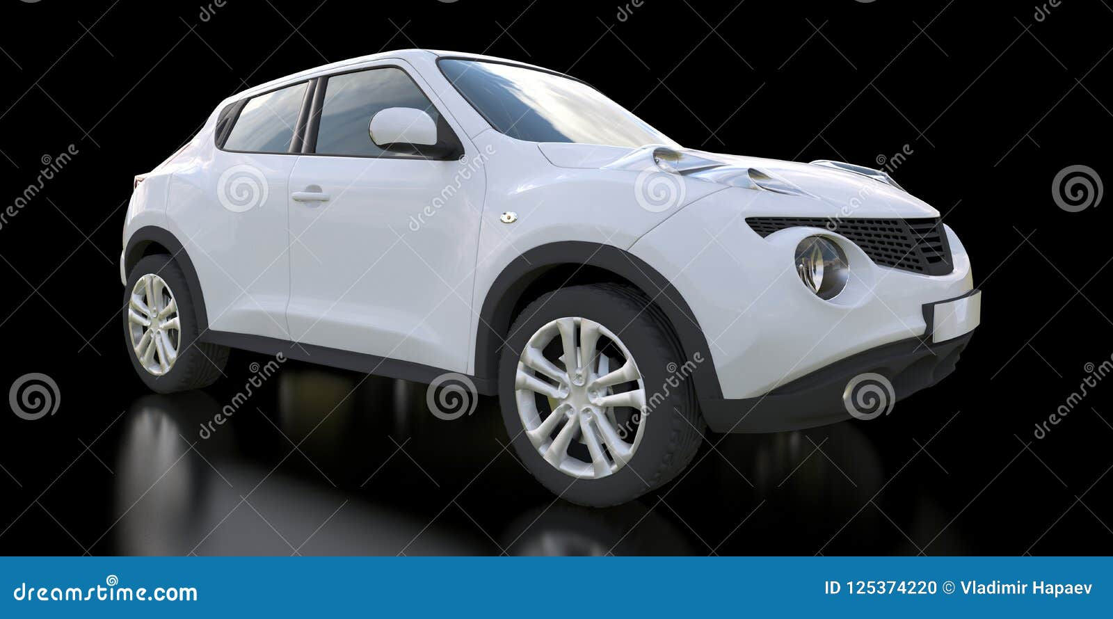 Wallpaper #GGen-ZIBSpphPi3--I45173 White Subcompact Crossover SUV on Black Background 3D Rendering Stock