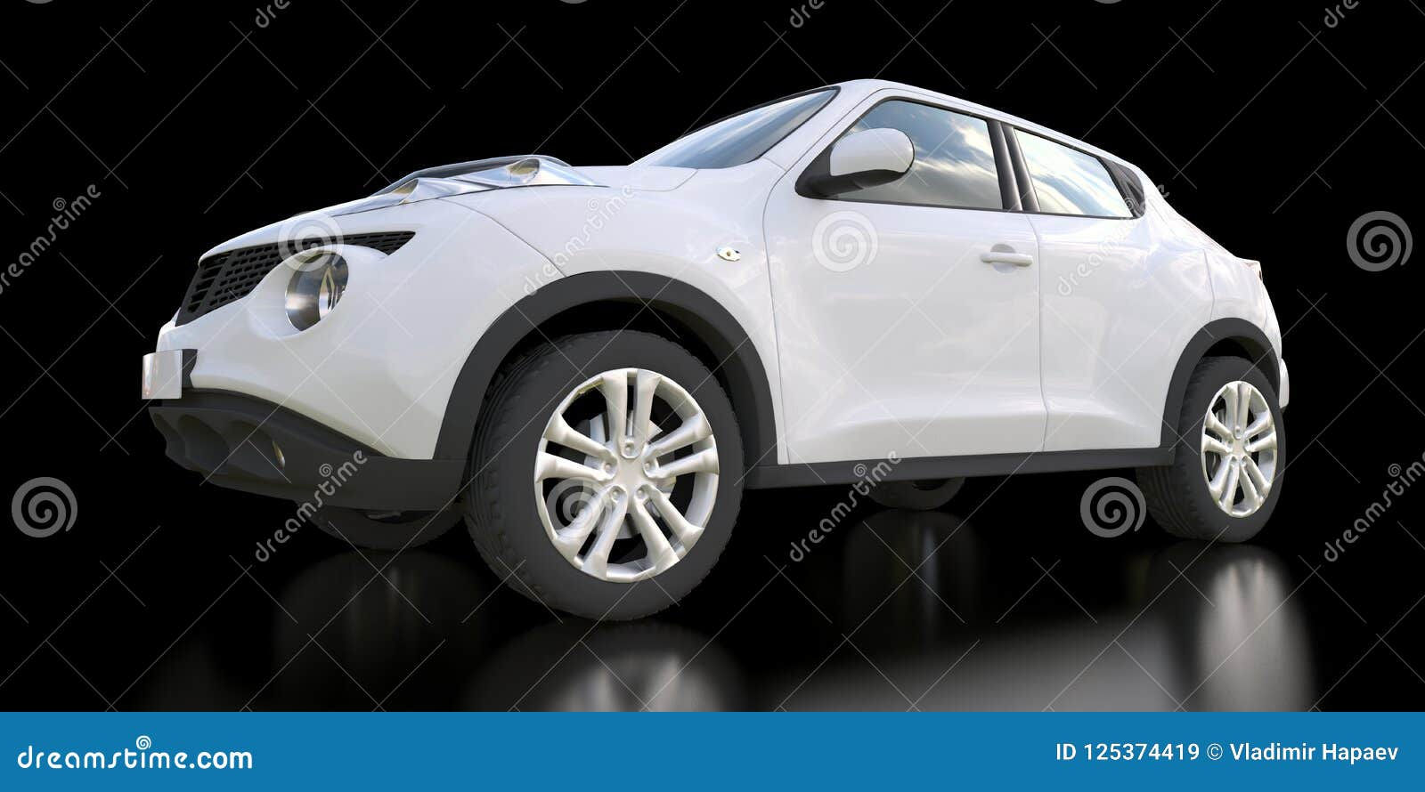 Wallpaper #GGen-ZIBSpphPi3--I45189 White Subcompact Crossover SUV on Black Background 3D Rendering Stock