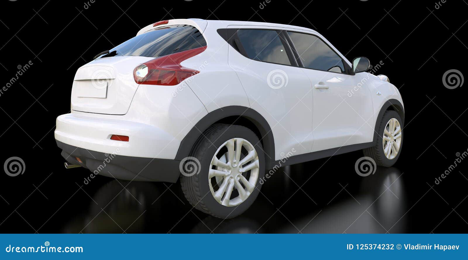 Wallpaper #GGen-ZIBSpphPi3--I45194 White Subcompact Crossover SUV on Black Background 3D Rendering Stock