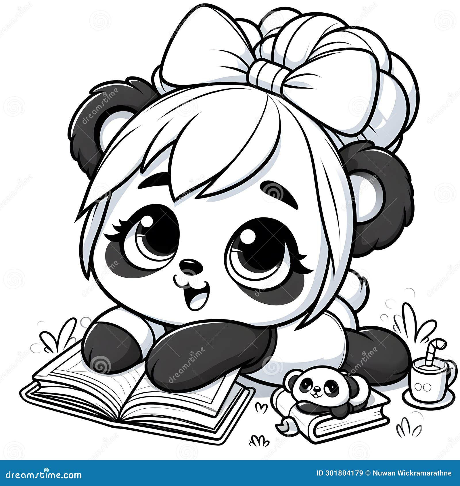 Wallpaper #v2f5DpMBSpphPi3-6exg145 Whimsical Panda Cub 3D Coloring Page Joy Stock Illustration