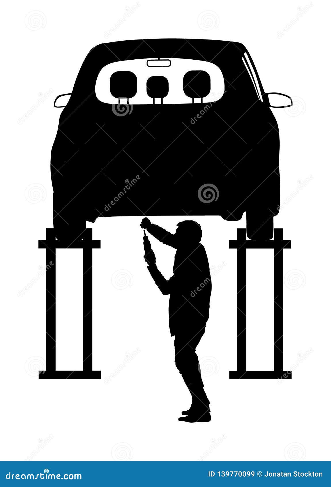 Wallpaper #hGcAC5MBSpphPi3-Edcw190 Worker in Car Service Checking Vehicle Vector Silhouette Illustration