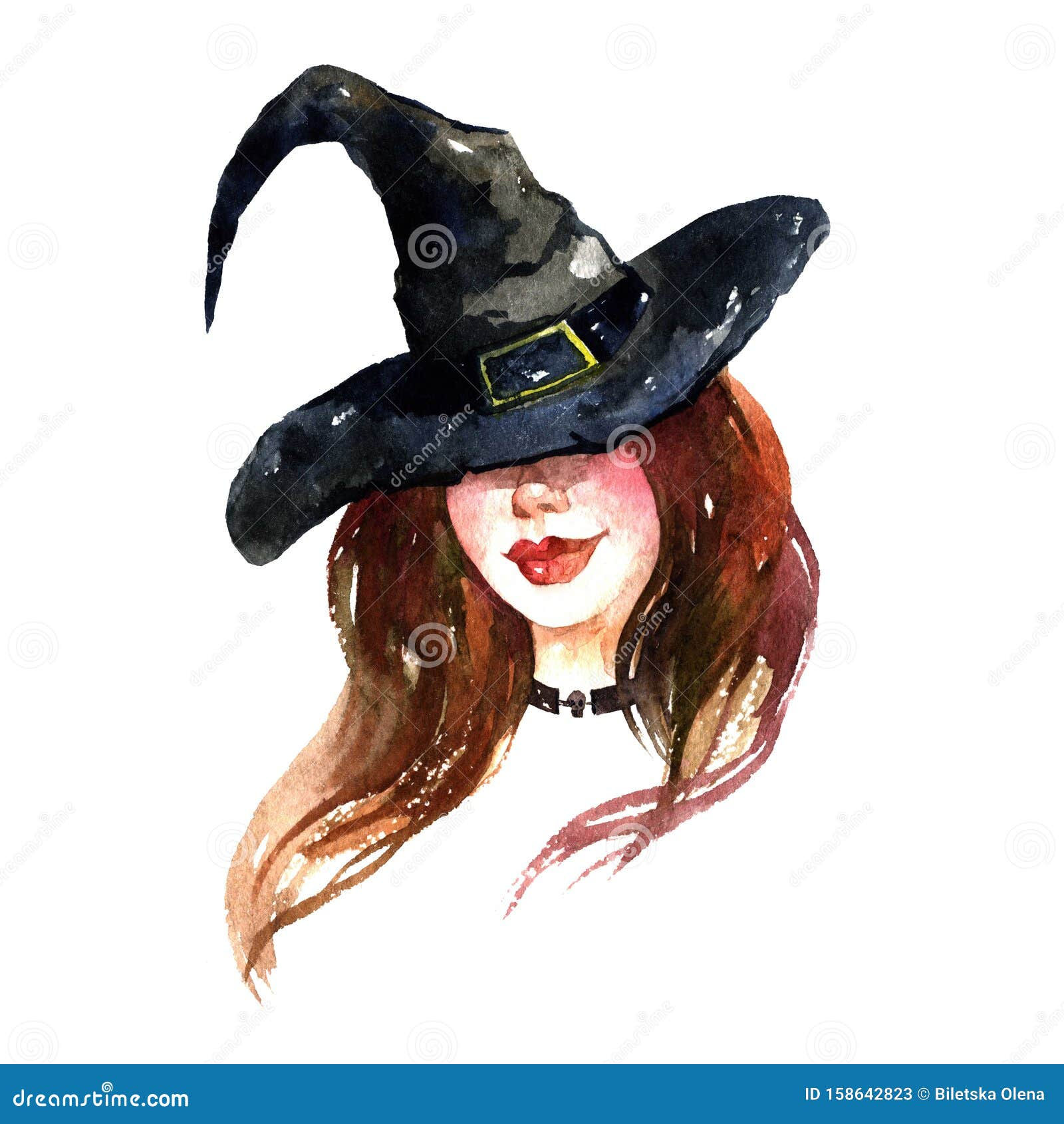 Wallpaper #H3d9JpMB-pgBXx60lqI5135 Watercolor Illustration with a Witch in a Hat Hand Drawing Halloween