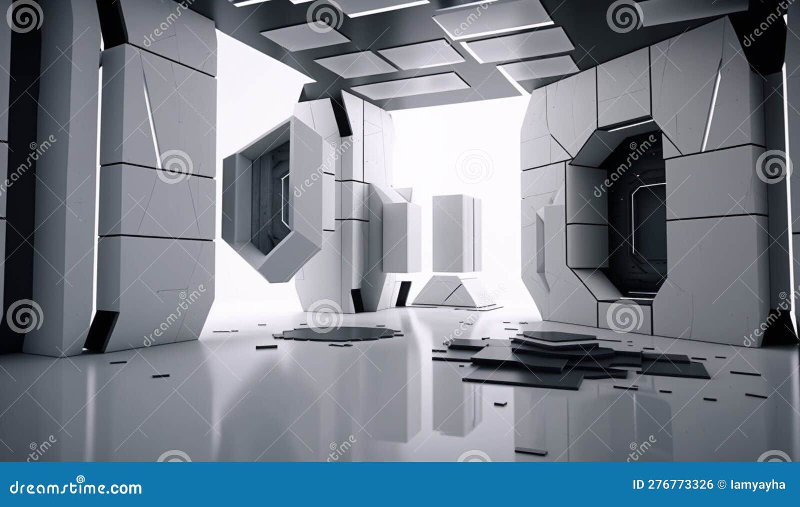 Wallpaper #sGf07JIBSpphPi3-g1XU8 White Futuristic Background Abstract Room 3D Rendering of Space City