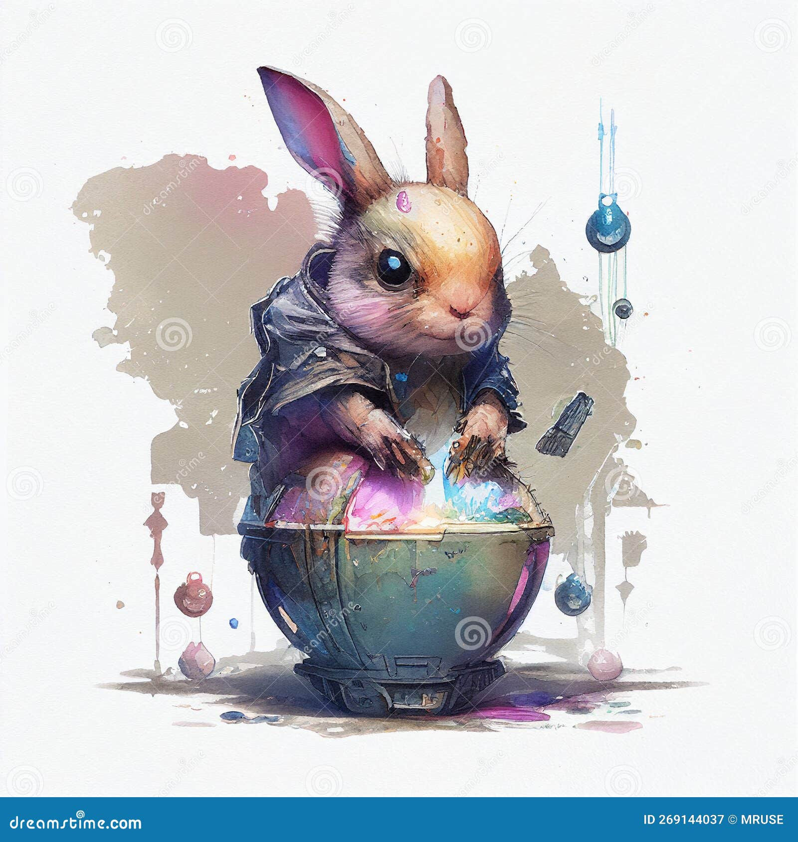 Wallpaper #qa3MMZMBKf019FdaUxGB139 Illustration Cyberpunk Easter Bunny and Easter Egg in Basket Created