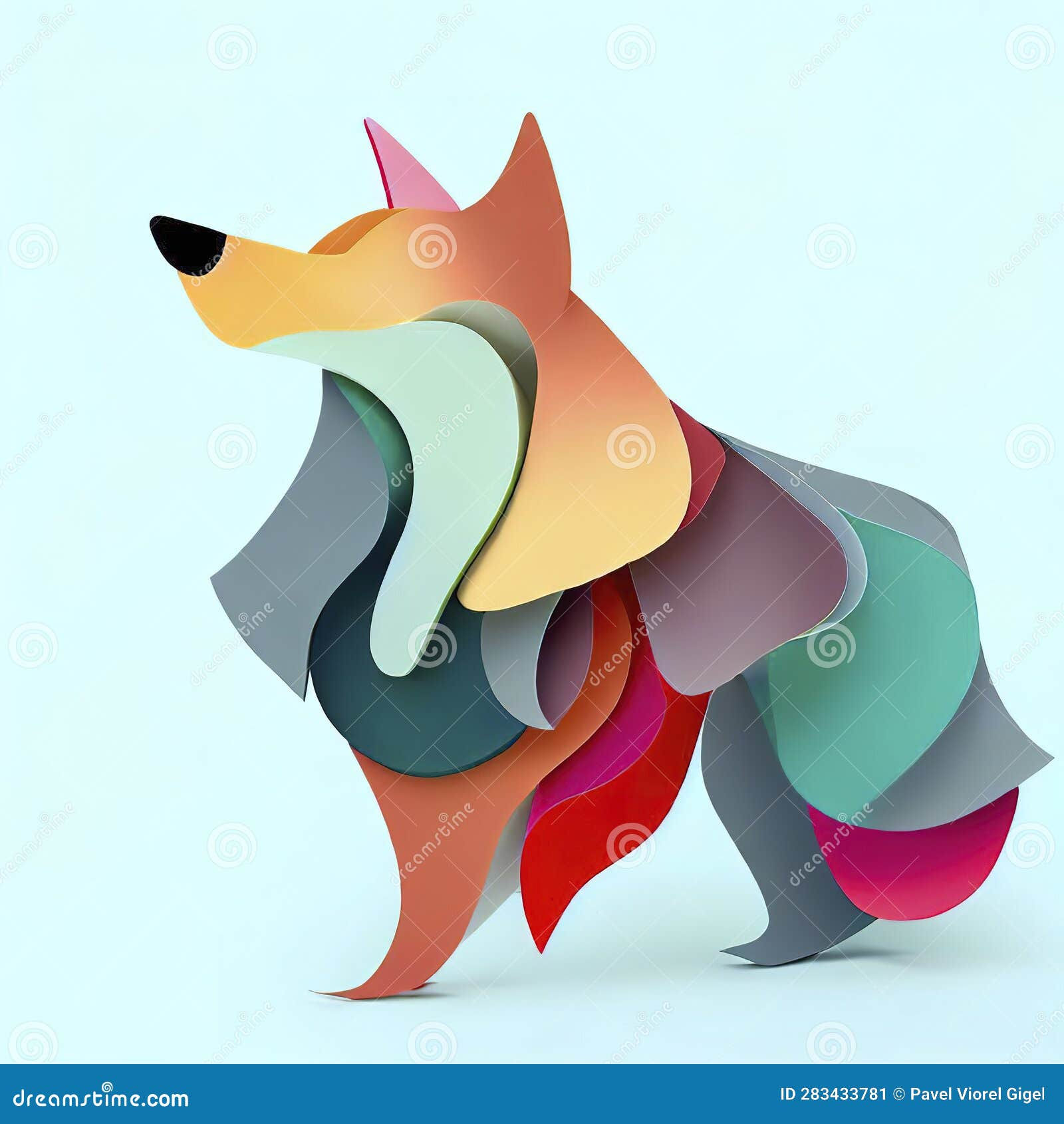 Wallpaper #4h3xLJMBlOZrFDOkhswd342 A Wolf Minimalistic Colorful Organic Forms Energy Assembled Layered