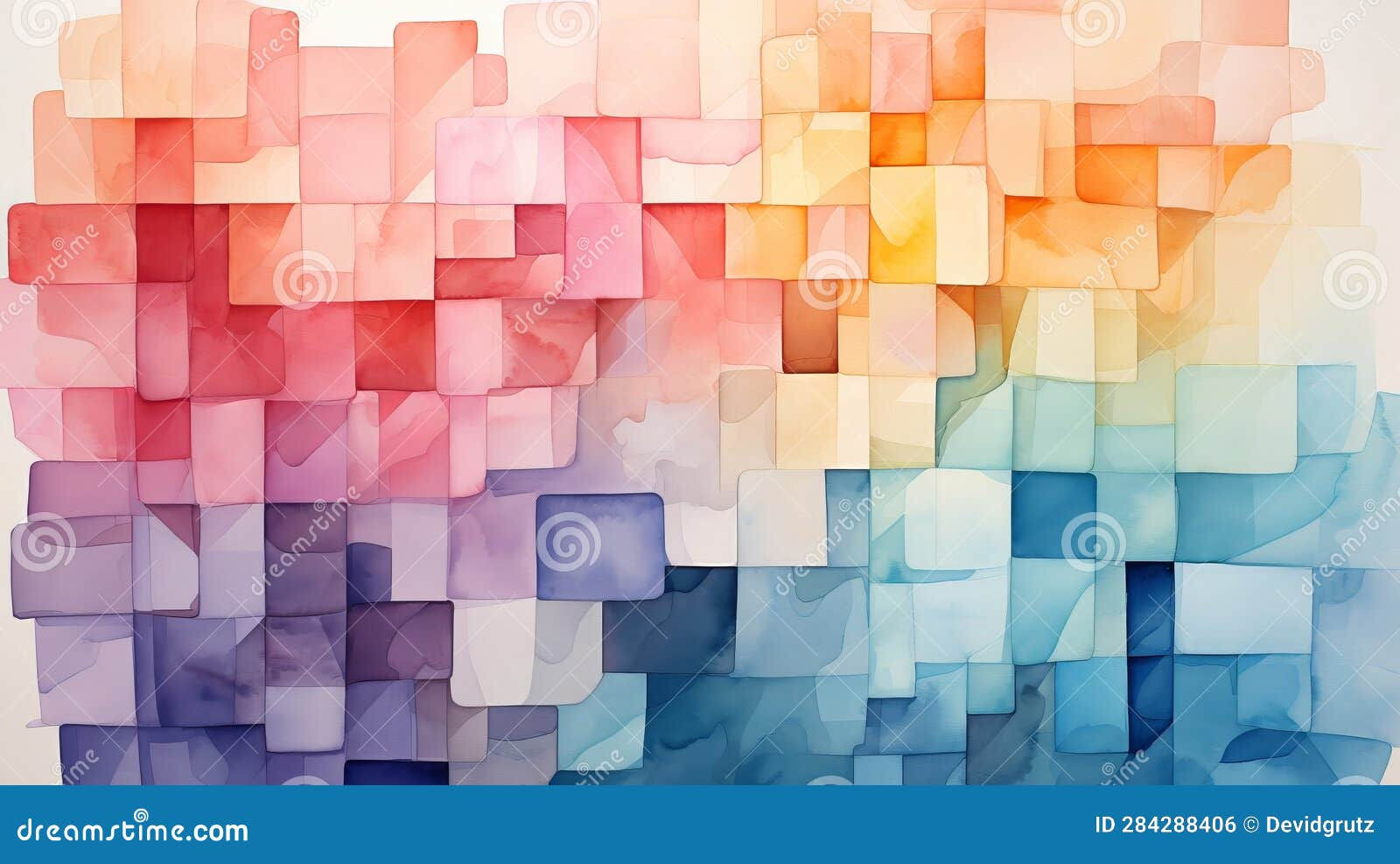 Wallpaper #uB09LZMBlOZrFDOkSs-D92 Watercolor Abstract Painting Colorful Squares Generative AI Stock