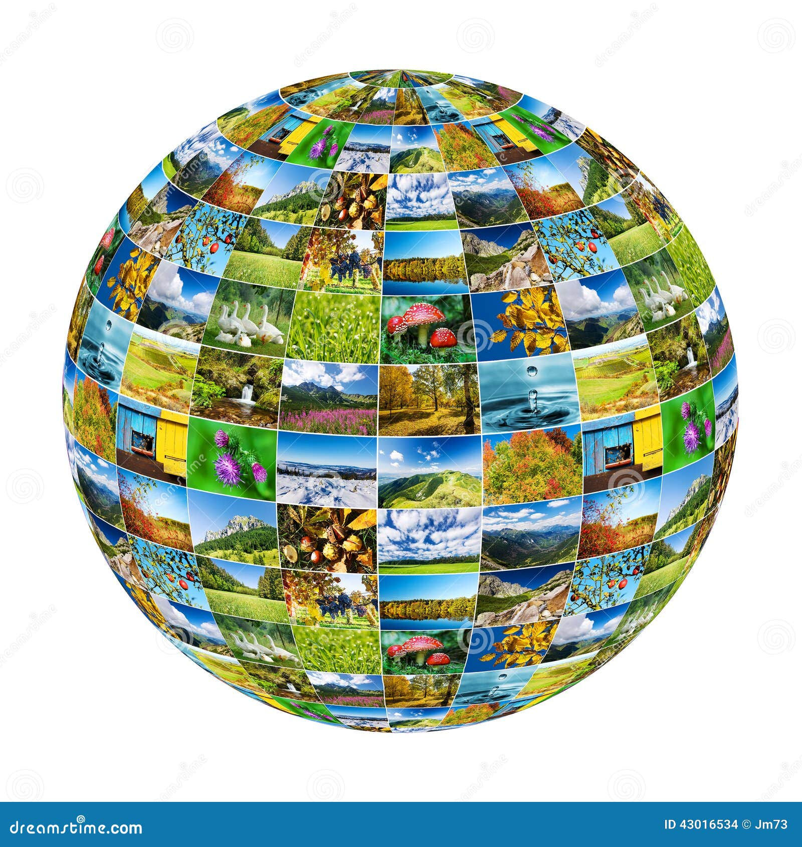 Wallpaper #BGcT6pIBSpphPi3-TUVE66 Abstract Globe Formed by Nature Photos Isolated on White Background