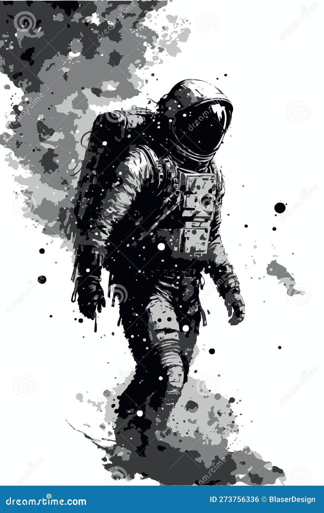 Wallpaper #CGc6B5MBSpphPi3-I8U6197 Astronaut Artwork Ink Drawing of Man Going to Space Stock Vector