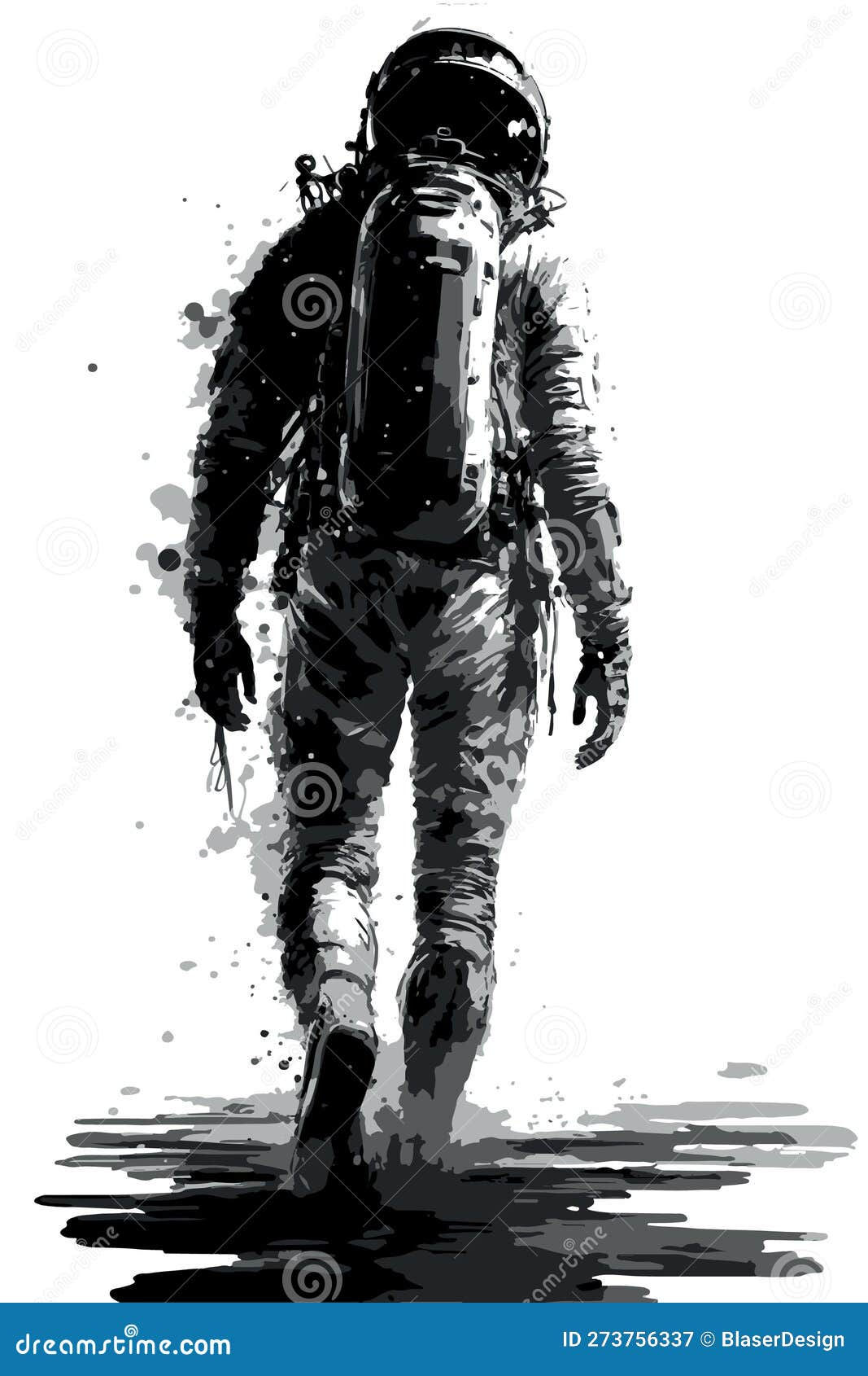 Wallpaper #CGc6B5MBSpphPi3-I8U6257 Astronaut Artwork Ink Drawing of Man Going to Space Stock Vector