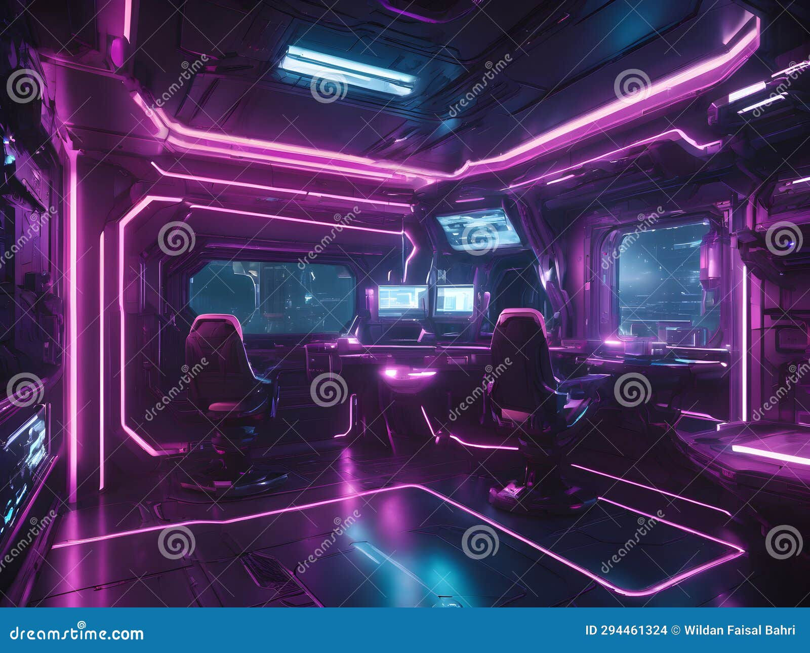 Wallpaper #rGf2-pIBSpphPi3-35I288 AI Generated Image of a Control Room Packaged in a Futuristic Cyberpunk