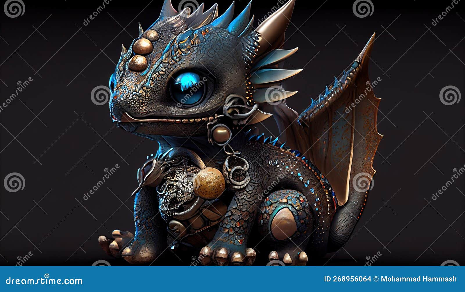 Wallpaper #MGh_F5MBSpphPi3-Ow_u157 Steampunk Inspired Biomechanical Baby Dragon an AI Generated