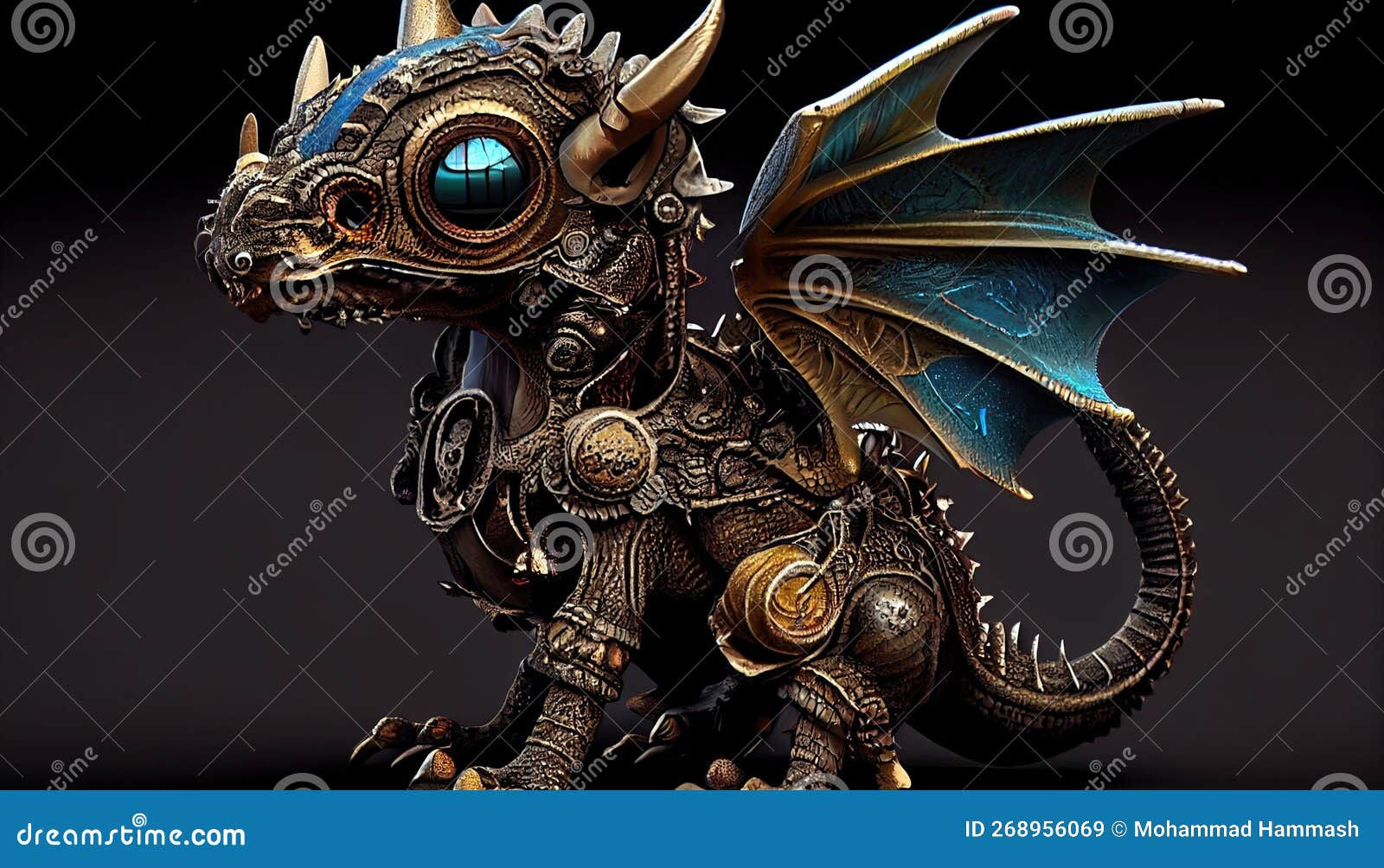 Wallpaper #MGh_F5MBSpphPi3-Ow_u40 Steampunk Inspired Biomechanical Baby Dragon an AI Generated