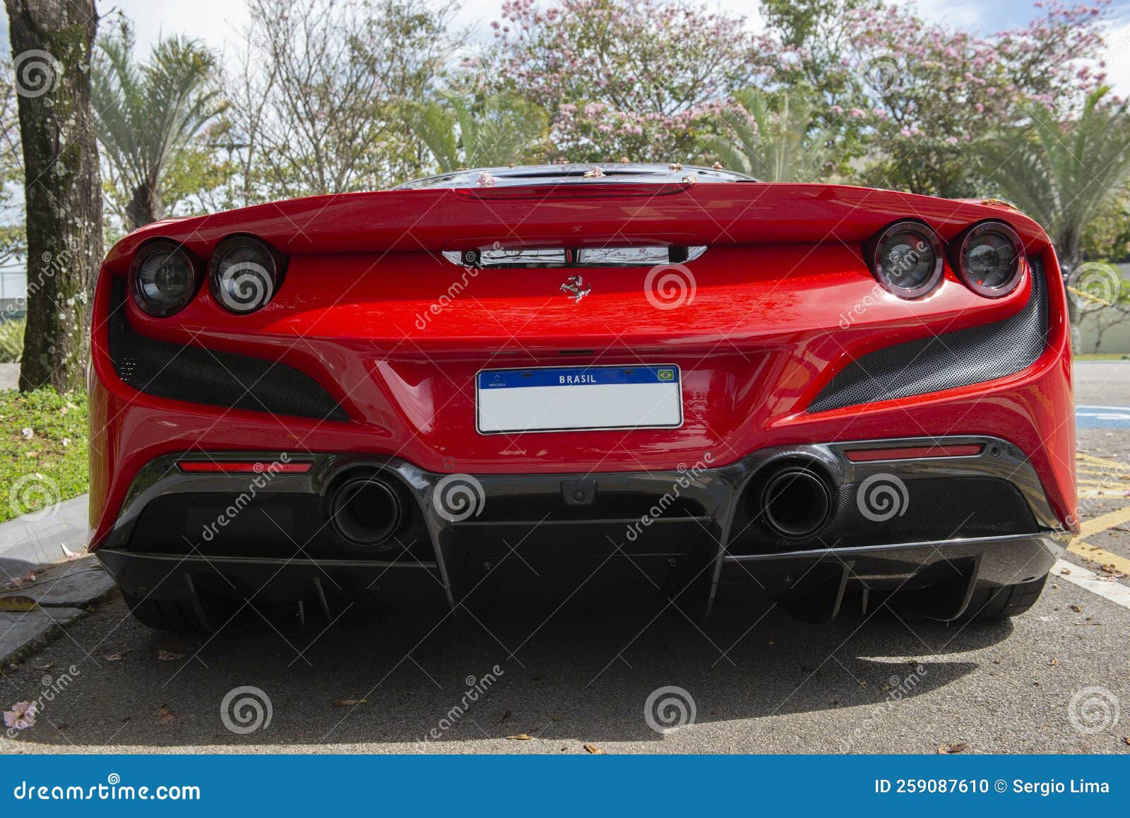 Wallpaper #z2ds9pIBSpphPi3--YO6200 Back View of Red Ferrari F8 Tributo Parked on Street Editorial Image