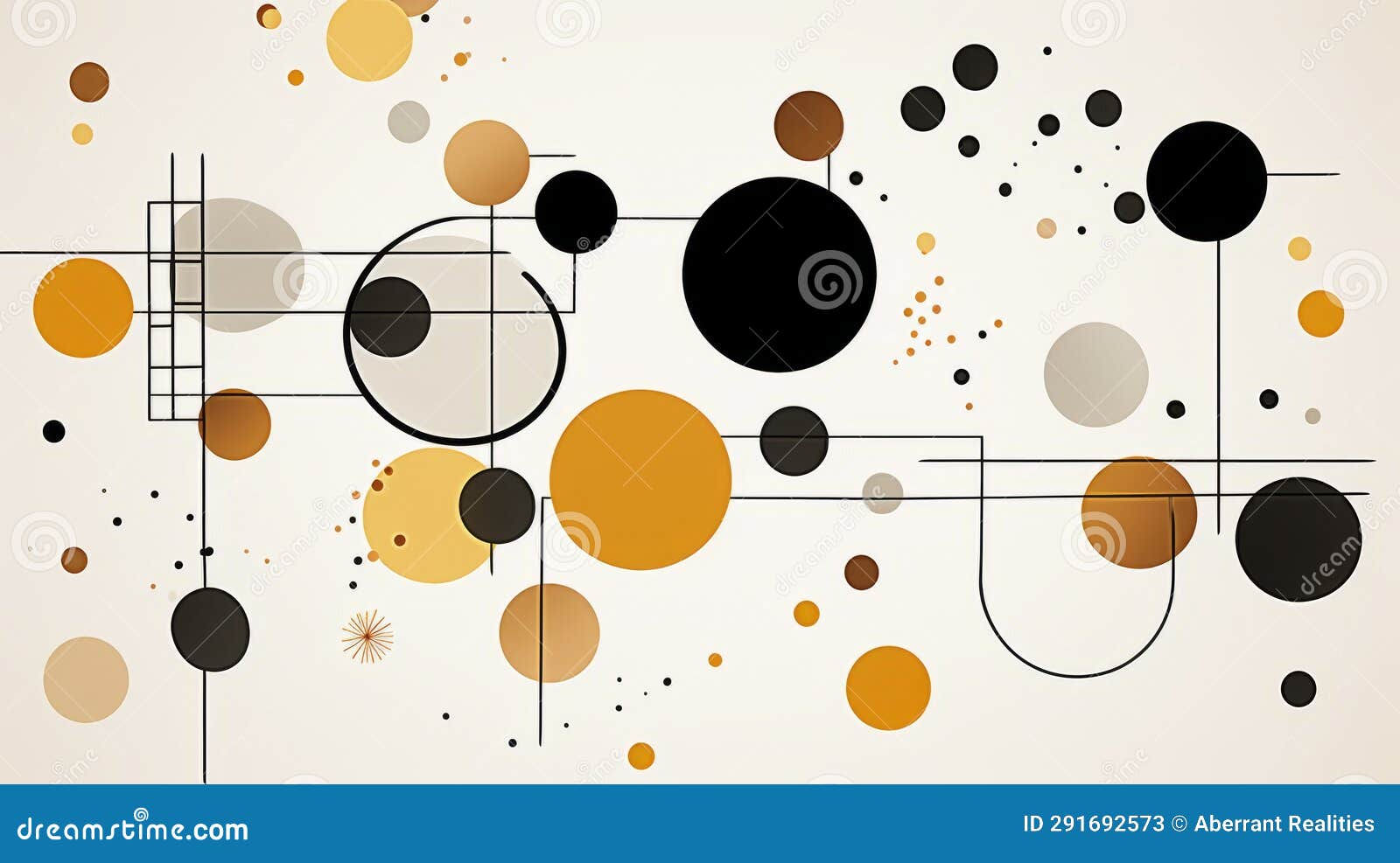 Wallpaper #52dQ-5IBSpphPi3-YpO862 Abstract Art with Circles Dots and Lines on a Beige Background Stock