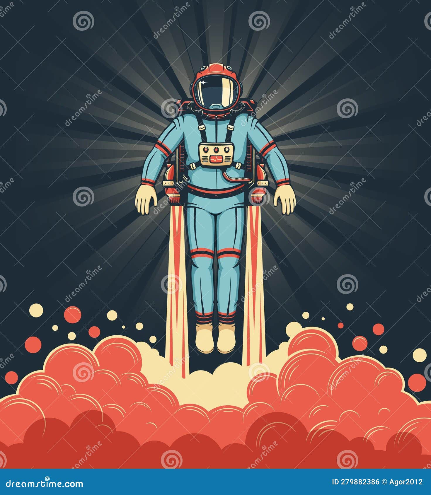 Wallpaper #e2eE_JIBSpphPi3-ZZiW403 Astronaut in Spacesuit with Jetpack Takes Off Amidst Clouds of Smoke