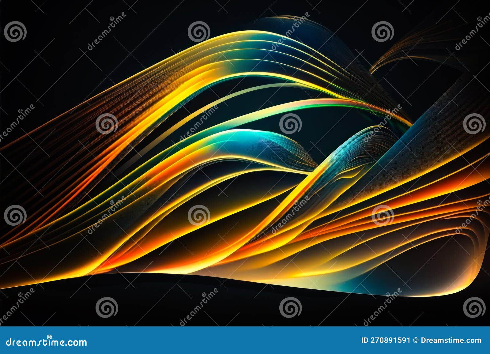 Wallpaper #OWisGZMBSpphPi3-0Bjv99 Abstract Colorful Waves on Black Background Generative AI Stock