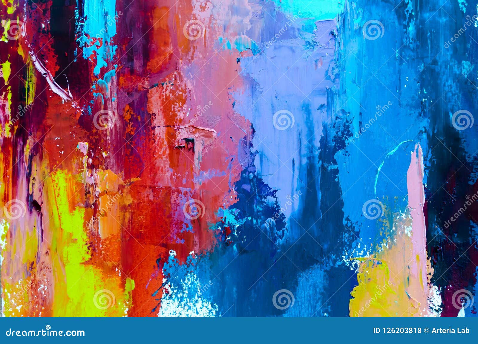 Wallpaper #f9aca Abstract Oil Painting with Thick Paint and Bright Colors by Theresa Paden