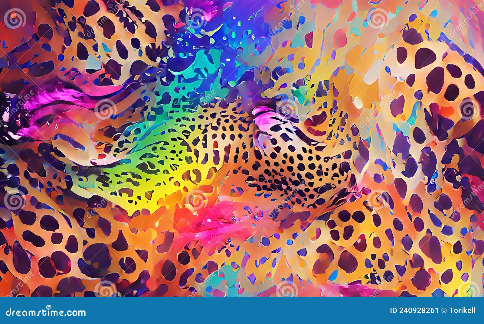 Wallpaper #WViyNJMBzN9vxX34jT0O82 Abstract Vibrant Leopard Print Multicolor Design Stock Illustration