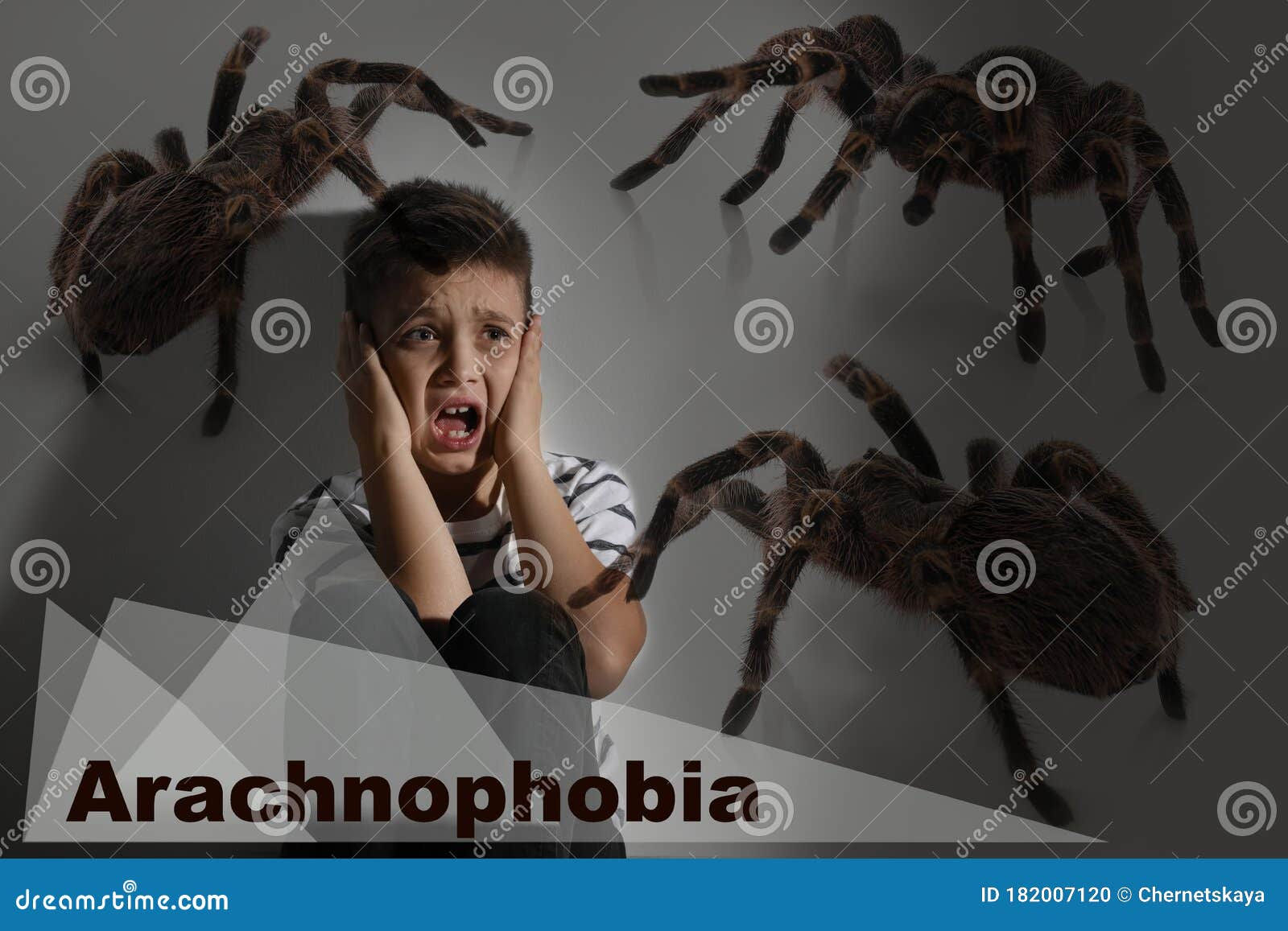 Wallpaper #HfSpOZMBKFX8bn3rAHe_349 Arachnophobia Concept Double Exposure of Scared Boy and Spiders Stock