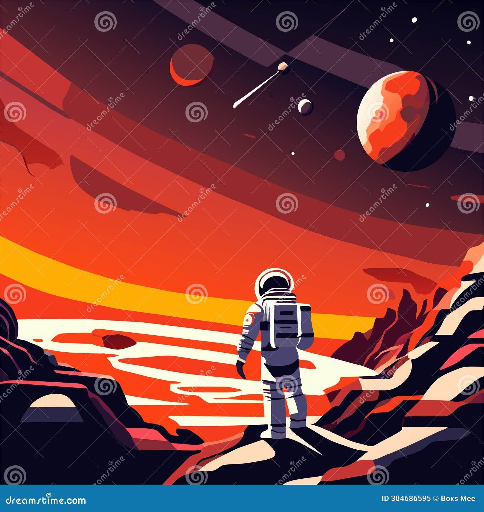 Wallpaper #e2eE_JIBSpphPi3-ZZiW397 Astronaut in Outer Space Flat Vector Illustration Cartoon Astronaut