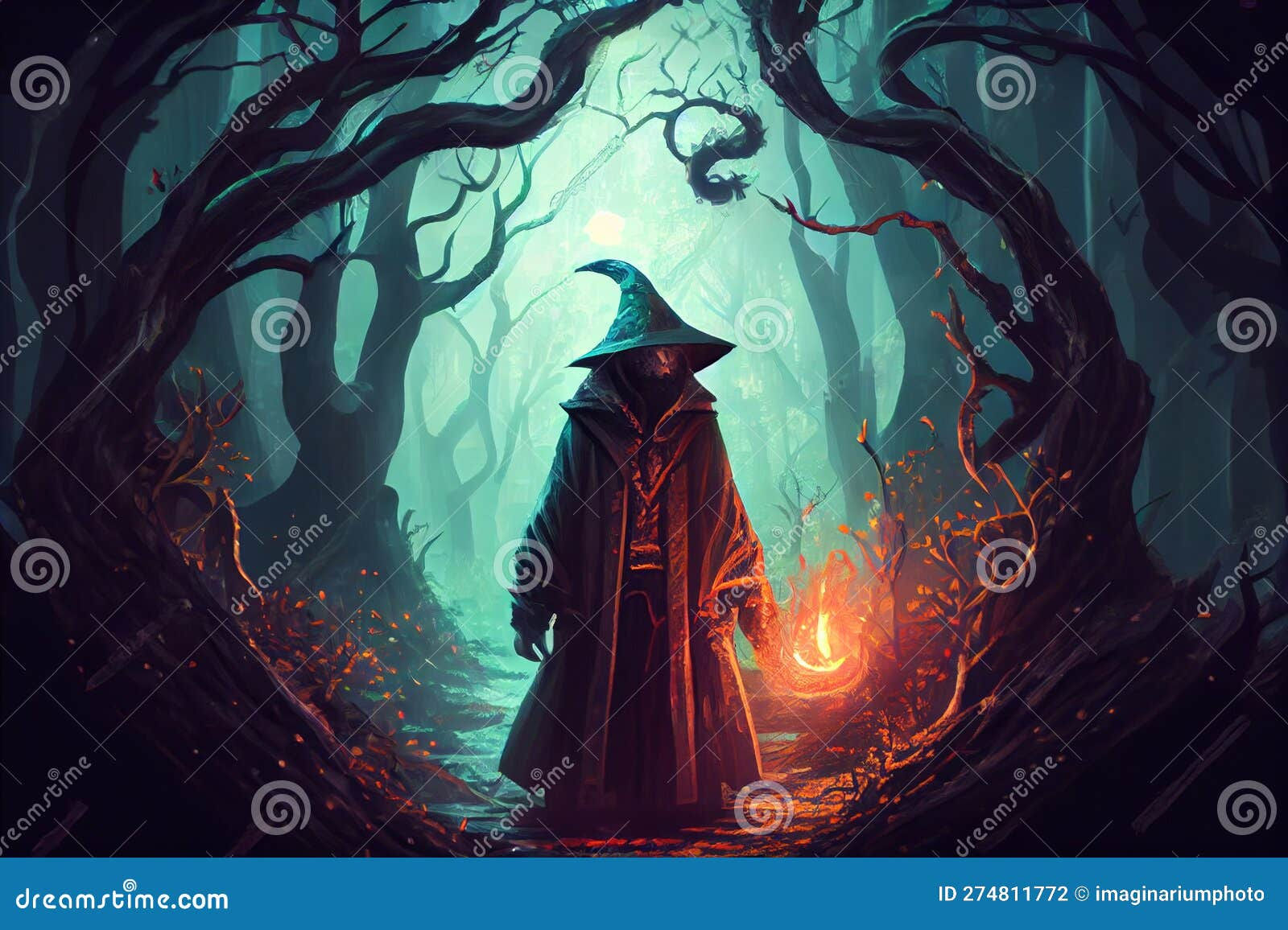 Wallpaper #UGek65IBSpphPi3-k02Z232 Abstract Witch in a Scary Dark Forest Halloween Concept Digital Art