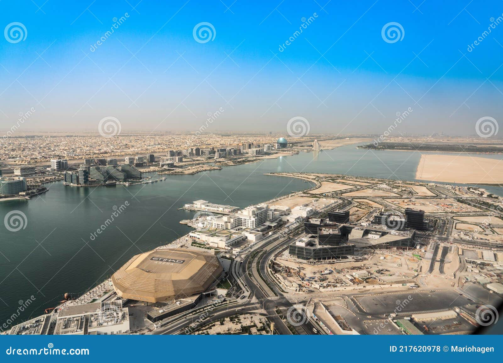 Wallpaper #mmd2EpMBSpphPi3-UvvA23 Aerial View Around Yas Island with Etihad Arena and Al Raha Creek Stock