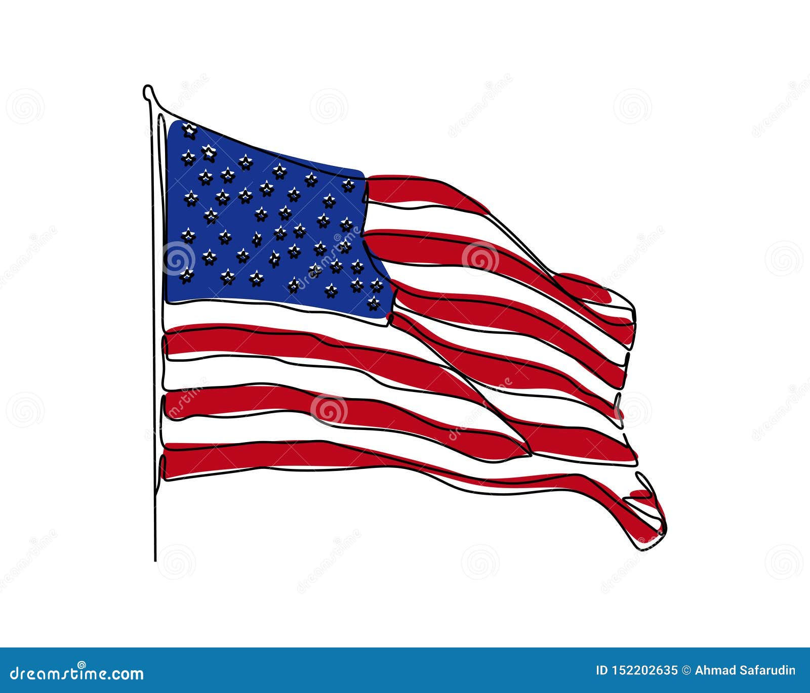 Wallpaper #de5b9 Premium Vector Minimalist American Flag Illustration Drawn with a