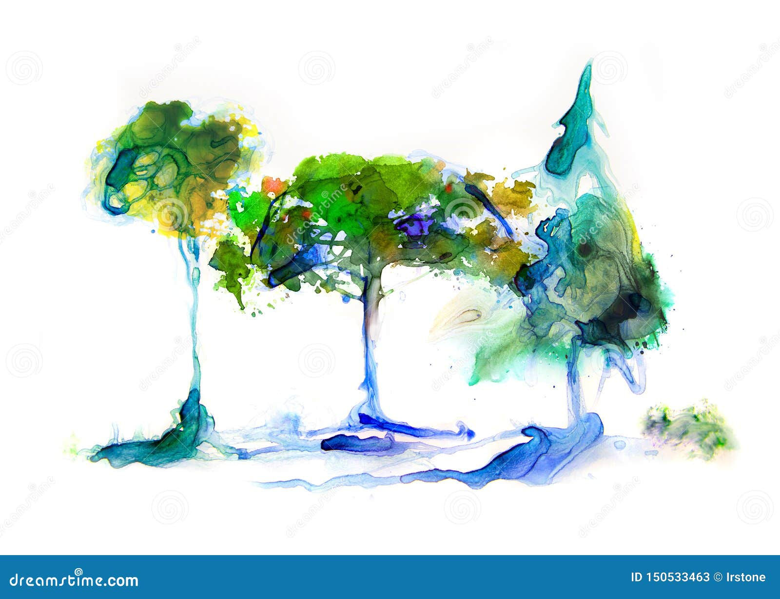 Wallpaper #r2fTEJMBSpphPi3-HPTq80 Abstract Forest Made of Watercolour Effects Trees in Park Illustration