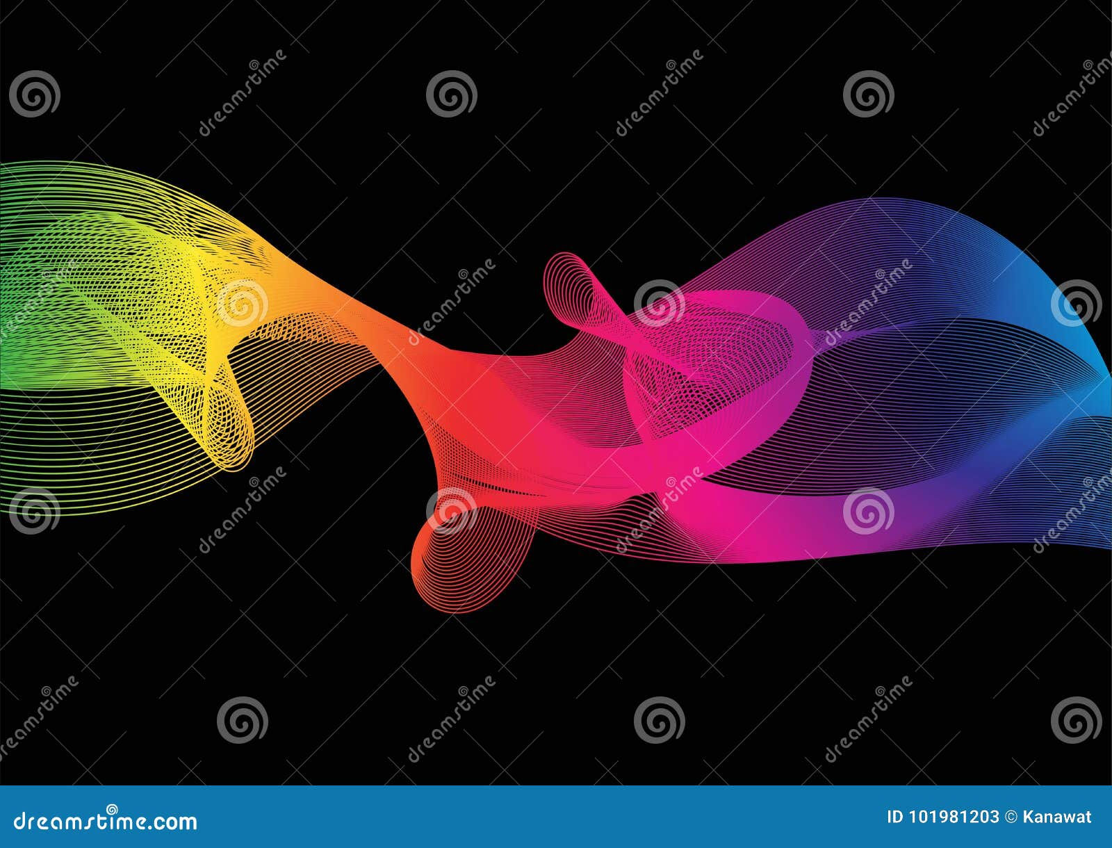 Wallpaper #OWisGZMBSpphPi3-0Bjv76 Abstract Great Rainbow Waves Colorful Gradient Line on Dark Background