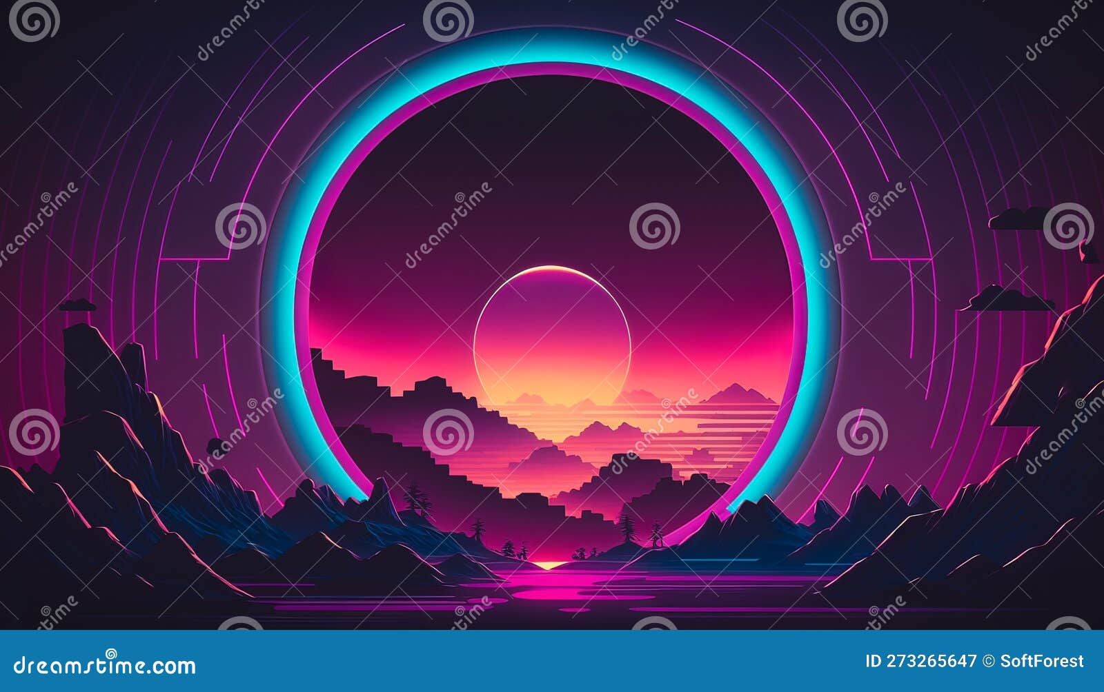 Wallpaper #ChqDT5MB1yWOL4qgHH_x144 Abstract Background with Neon Circle in the Center with Sunrise Sunset