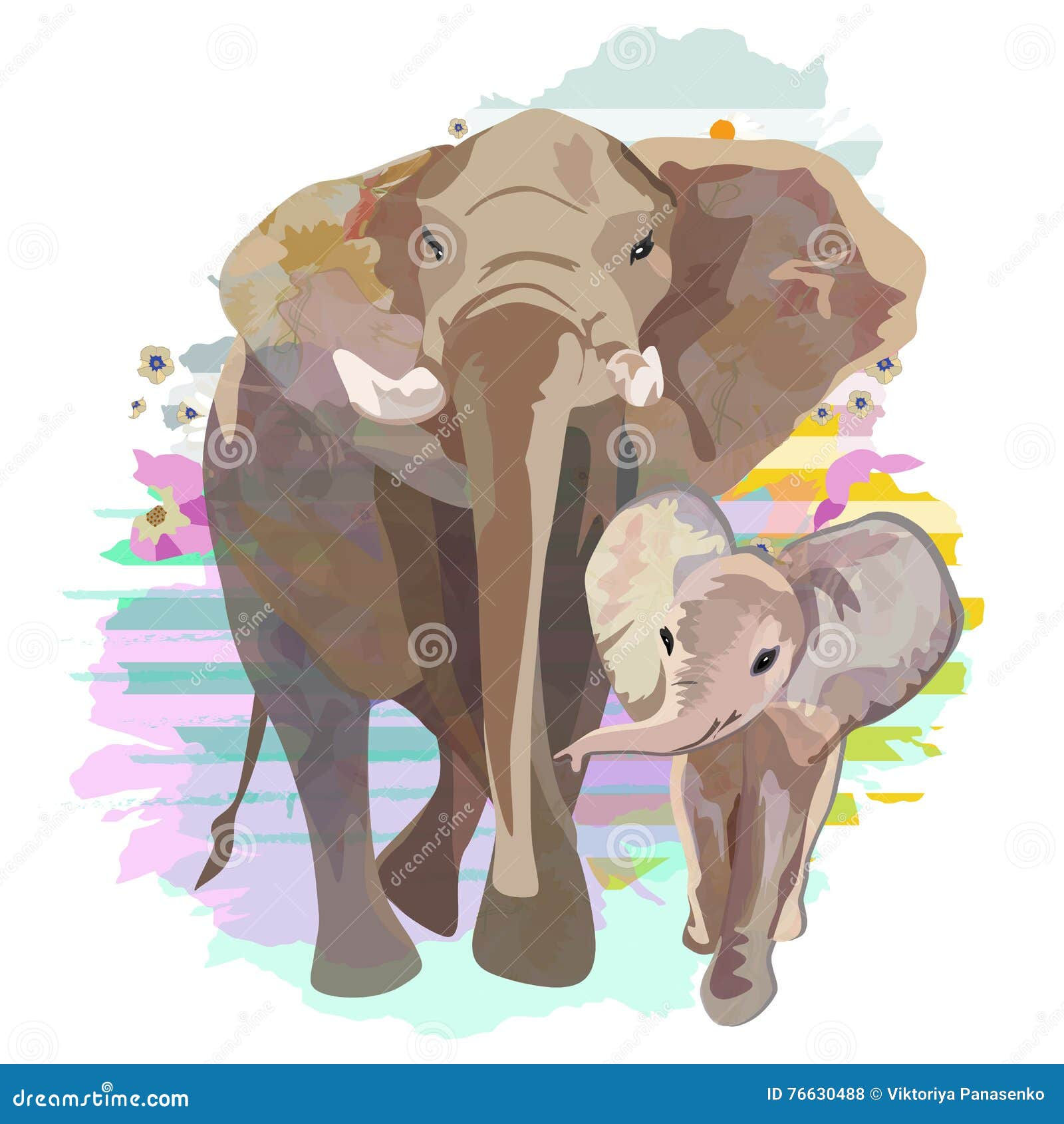 Wallpaper #aWdbBJMBSpphPi3--bfl260 Abstract Draw of Elephant Family Mom and Baby Stock Illustration