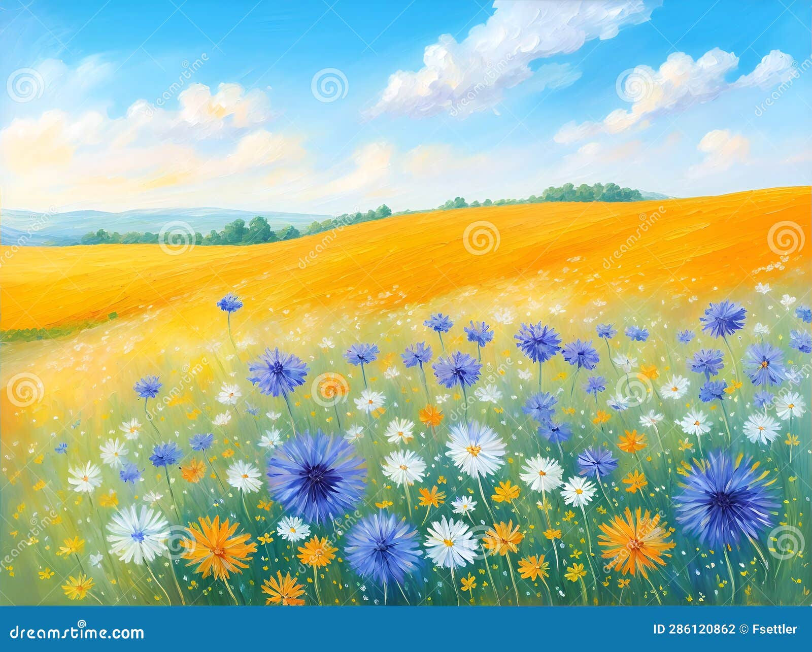 Wallpaper #92gMIpMBSpphPi3-LzF9149 Abstract Art Oil Painting of Field Flowers Impressionist Style Stock