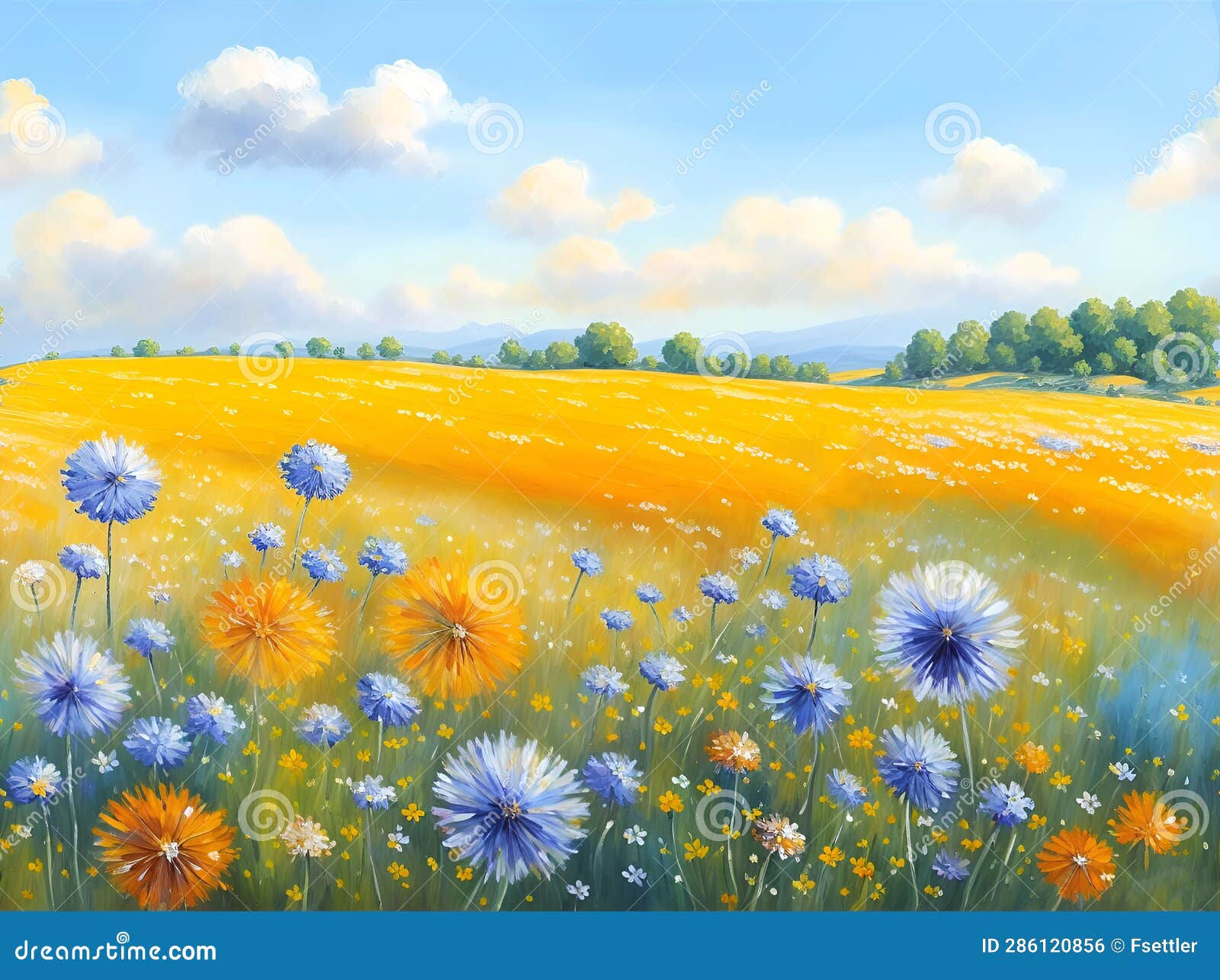 Wallpaper #92gMIpMBSpphPi3-LzF9117 Abstract Art Oil Painting of Field Flowers Impressionist Style Stock