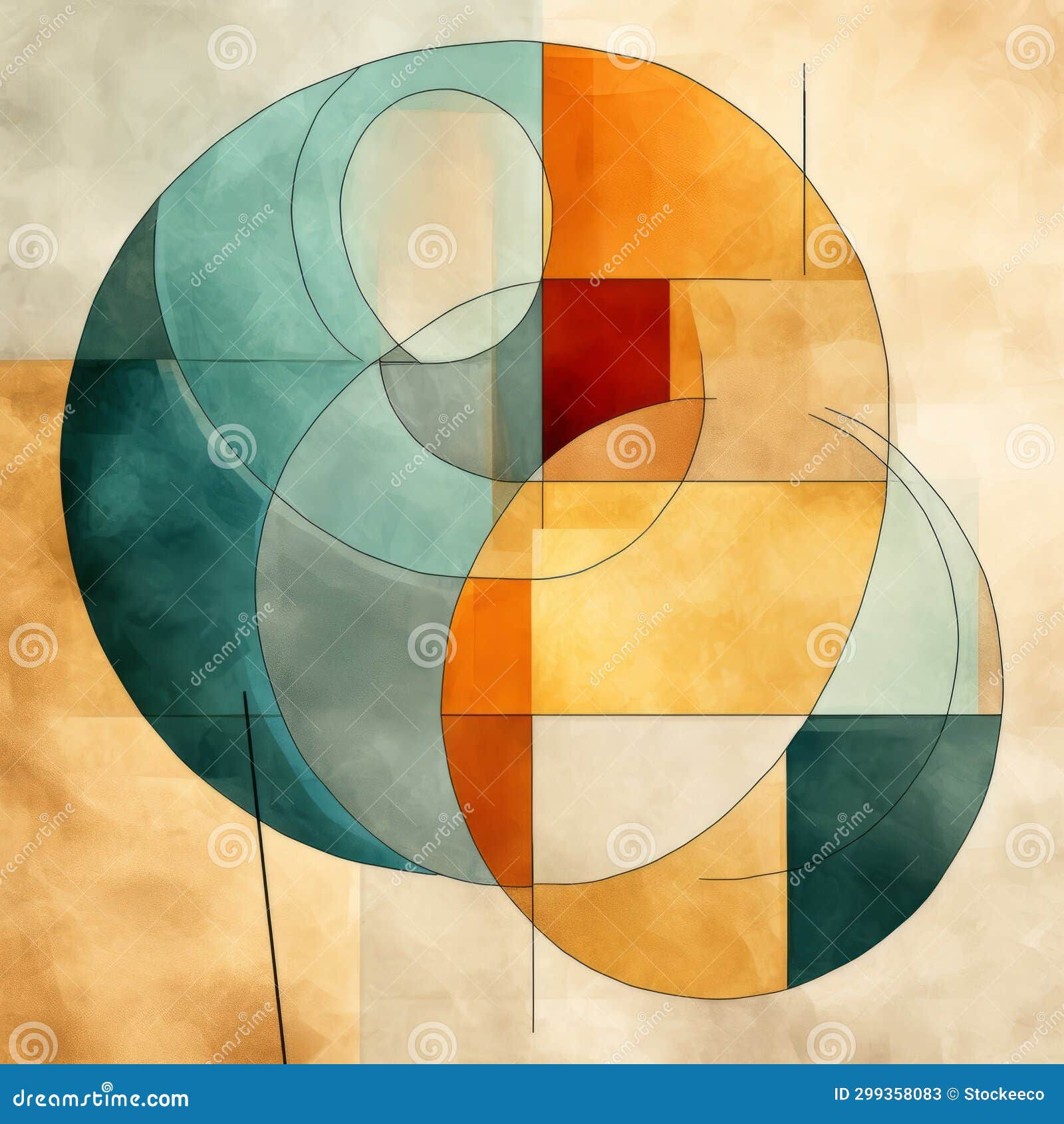 Wallpaper #52dQ-5IBSpphPi3-YpO868 Abstract Painting of Circles and Square in Digitally Enhanced Mid