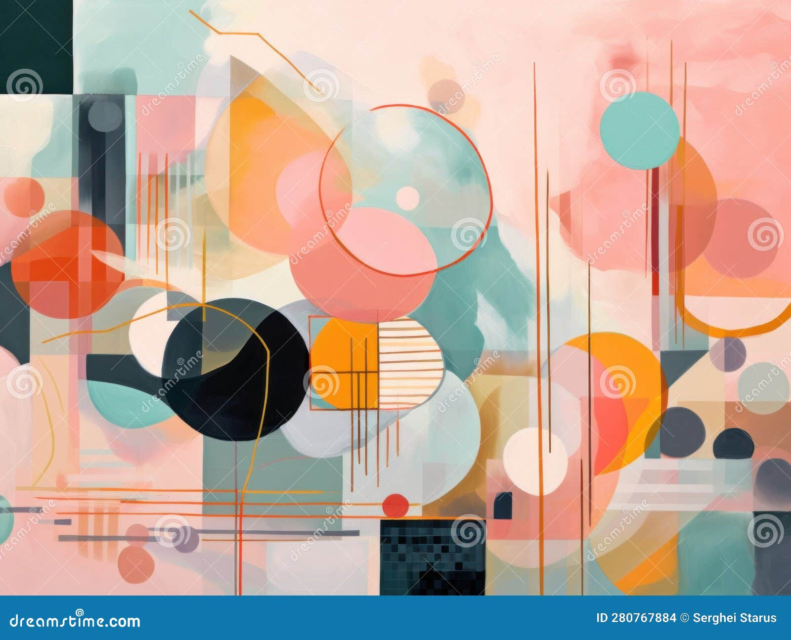 Wallpaper #52dQ-5IBSpphPi3-YpO872 An Abstract Painting with Circles Lines and Shapes Generative AI