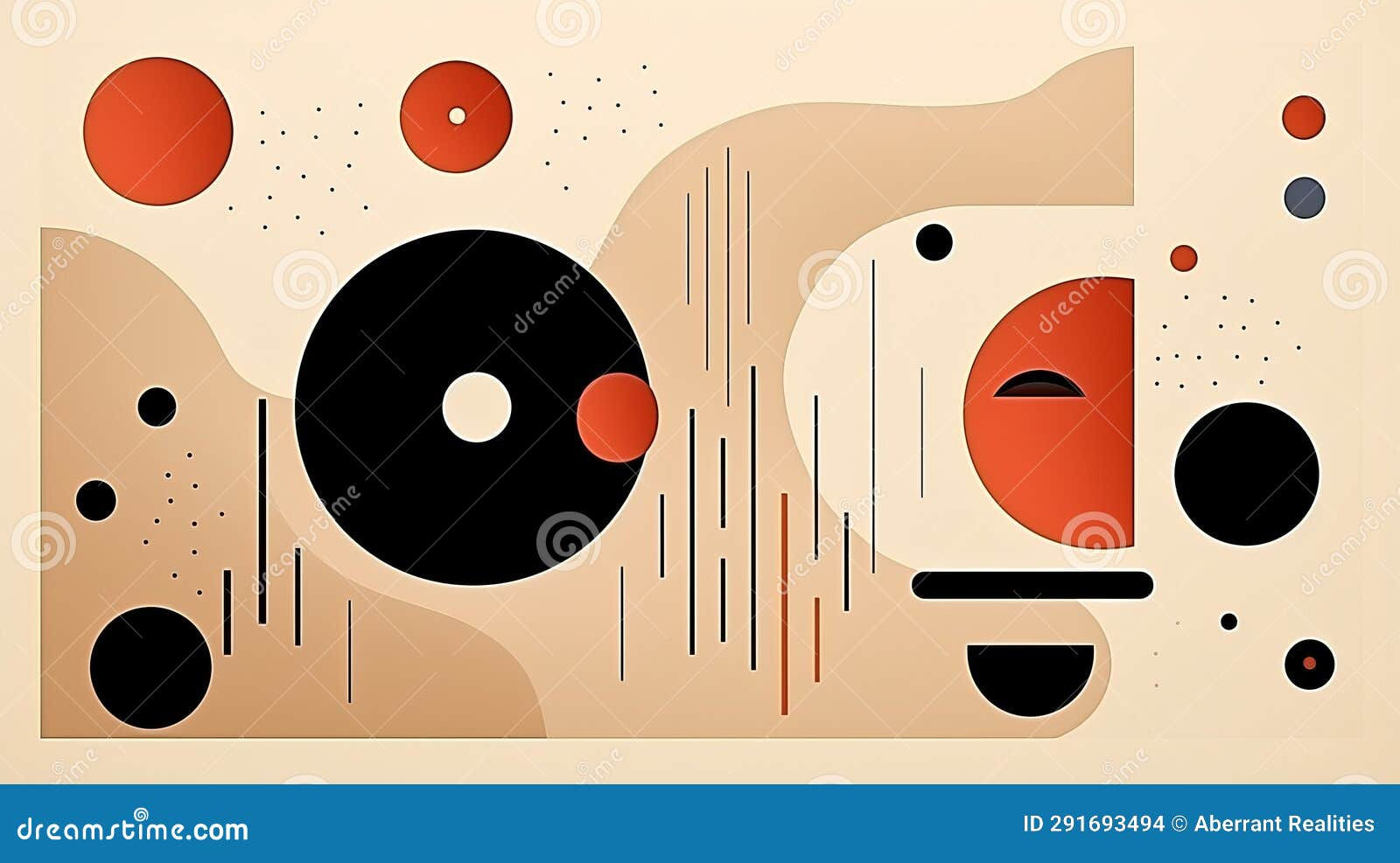 Wallpaper #52dQ-5IBSpphPi3-YpO8256 An Abstract Painting with Circles and Shapes Stock Illustration