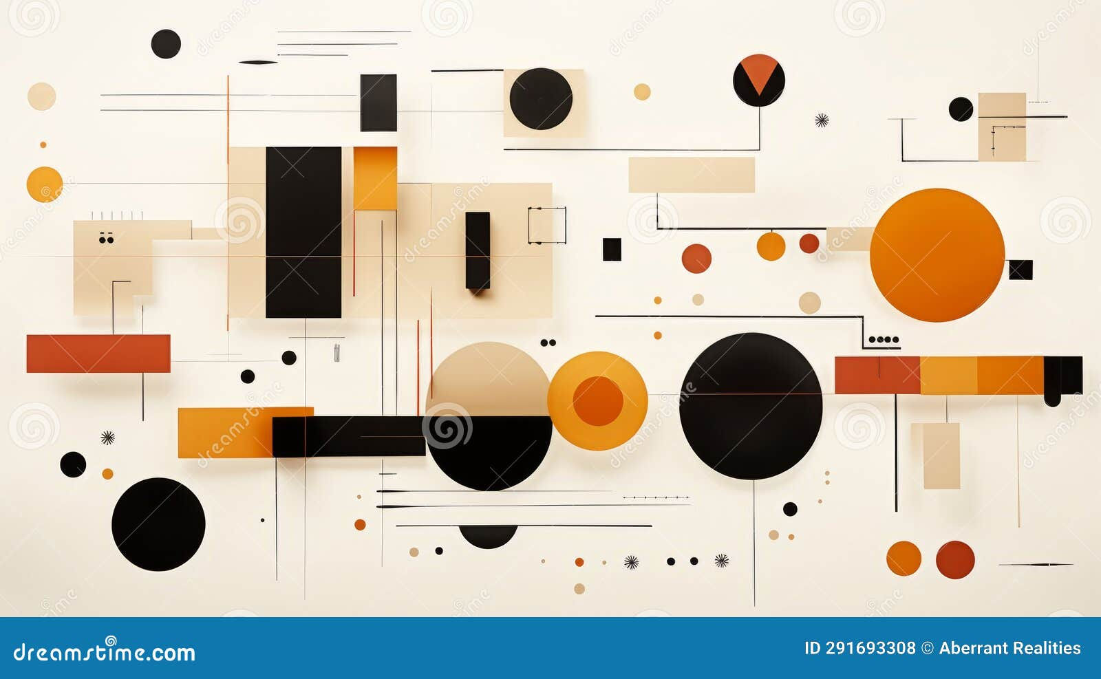Wallpaper #52dQ-5IBSpphPi3-YpO8180 An Abstract Painting of Circles and Shapes on a White Wall Stock