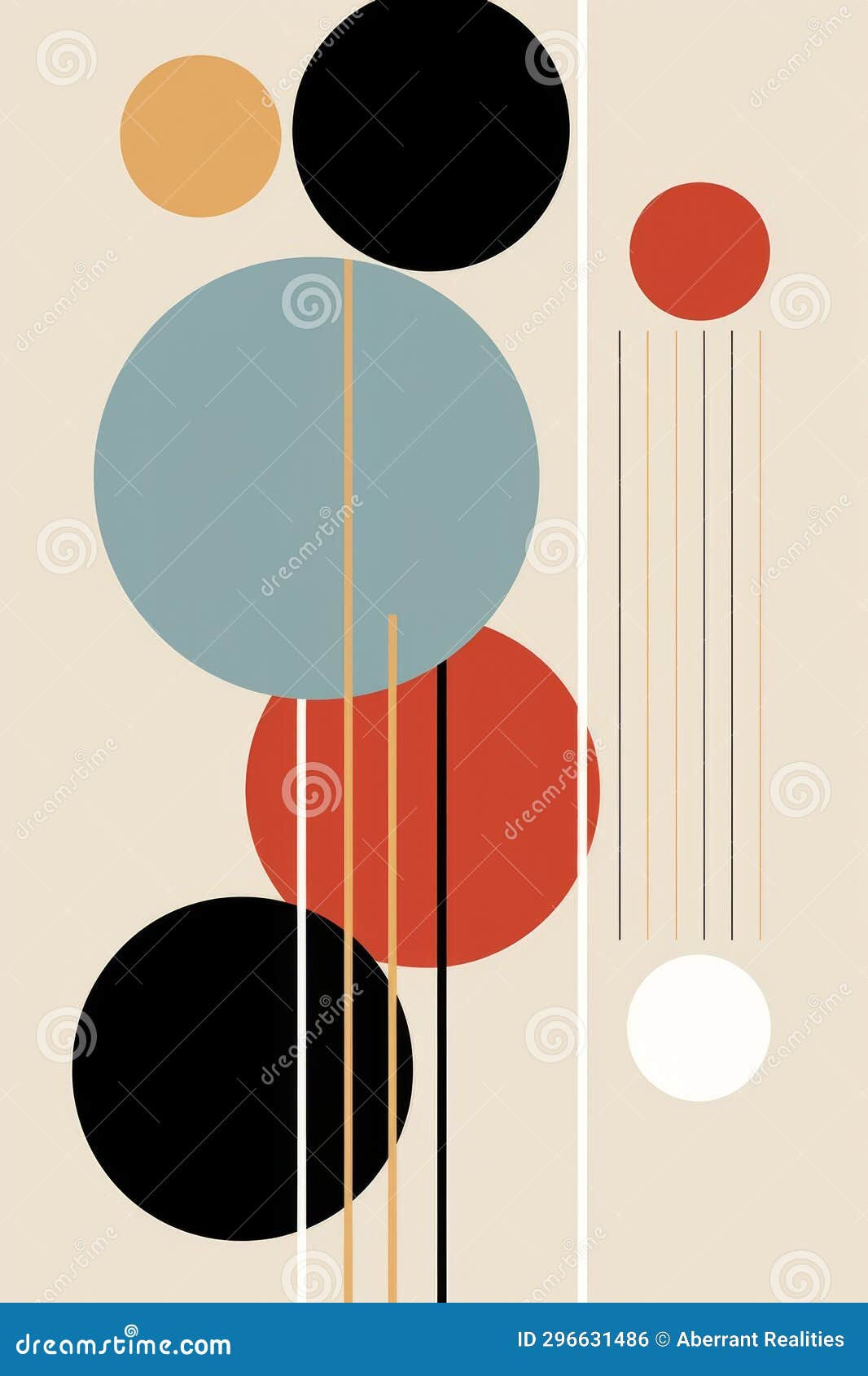 Wallpaper #52dQ-5IBSpphPi3-YpO8269 An Abstract Painting with Circles and Lines on a Beige Background Stock