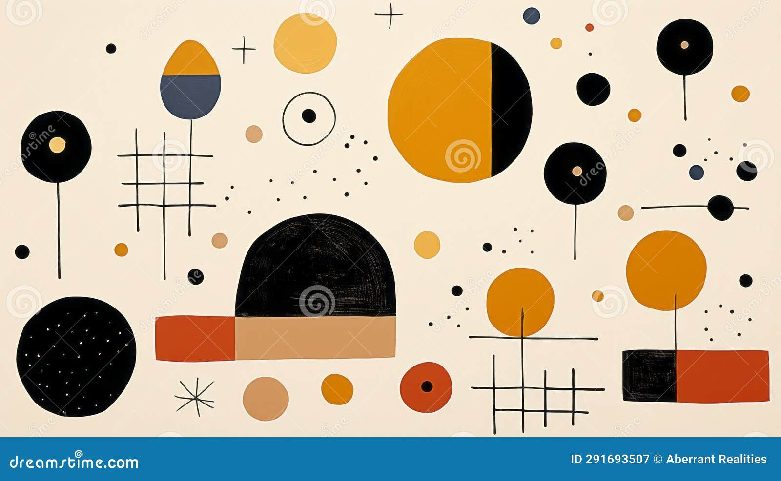Wallpaper #52dQ-5IBSpphPi3-YpO8118 An Abstract Painting with Circles Dots and Shapes Stock Illustration