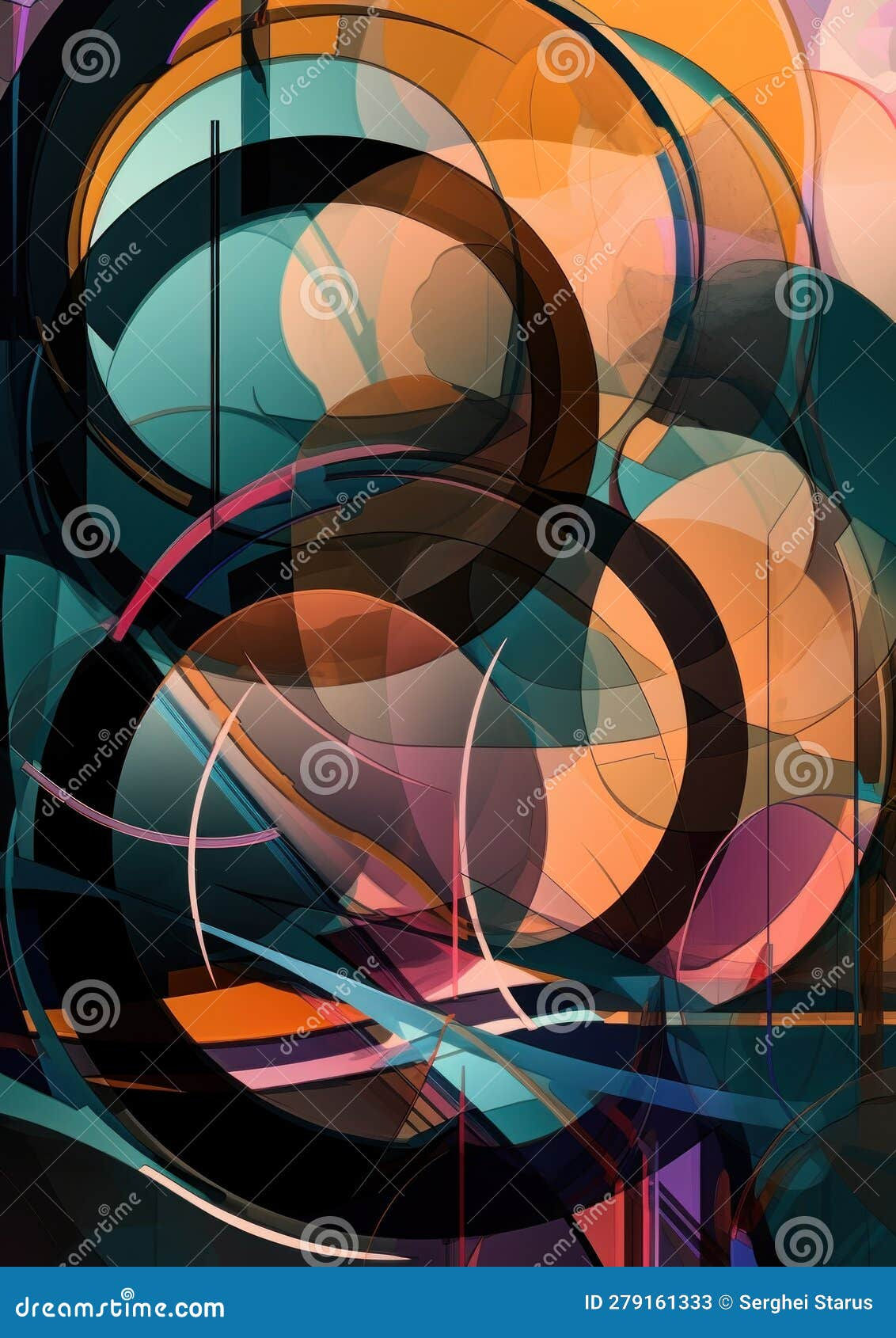 Wallpaper #52dQ-5IBSpphPi3-YpO870 An Abstract Painting of Circles and Lines Generative AI Image Stock