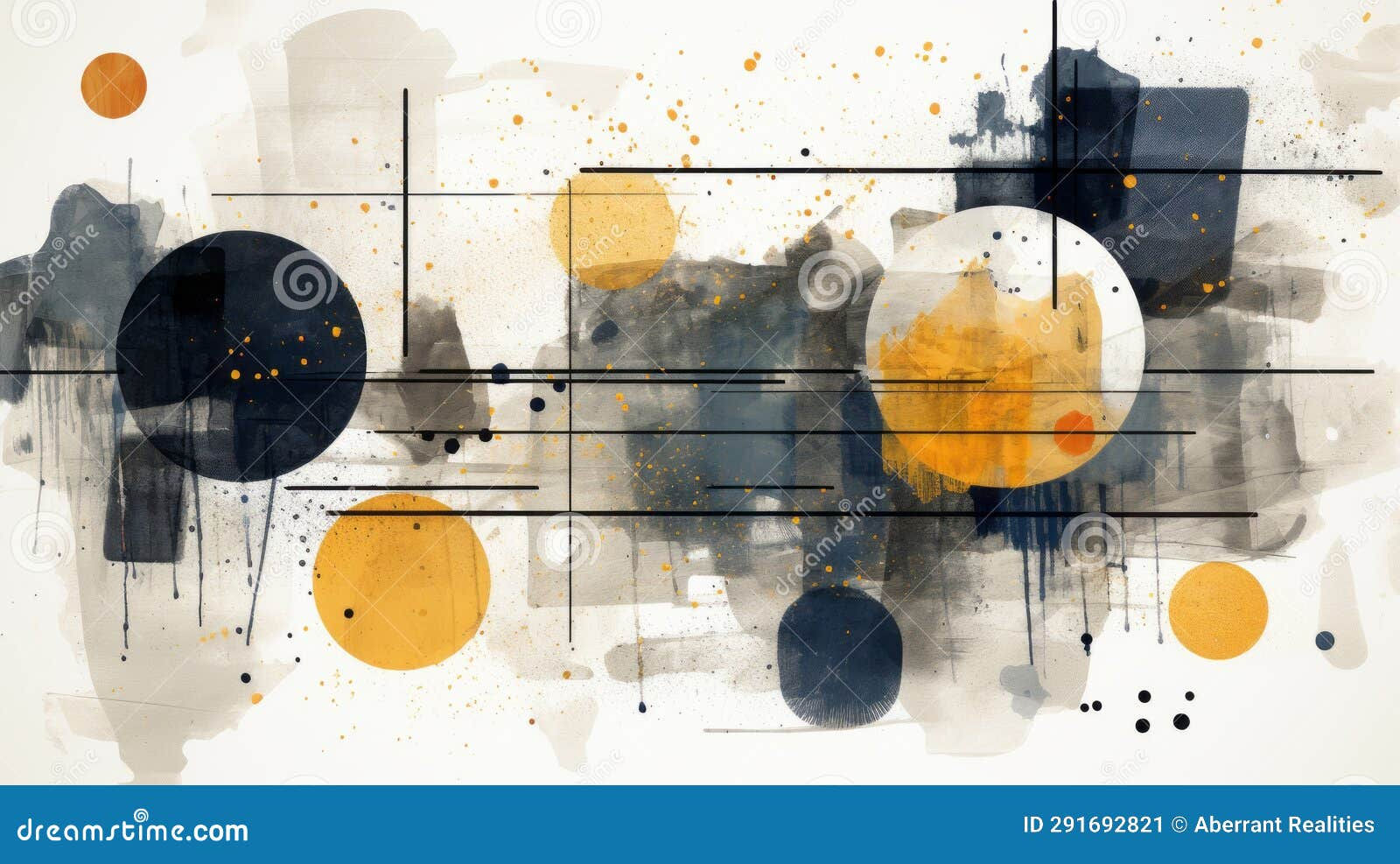 Wallpaper #52dQ-5IBSpphPi3-YpO8145 Abstract Painting of Circles and Dots on a White Background Stock