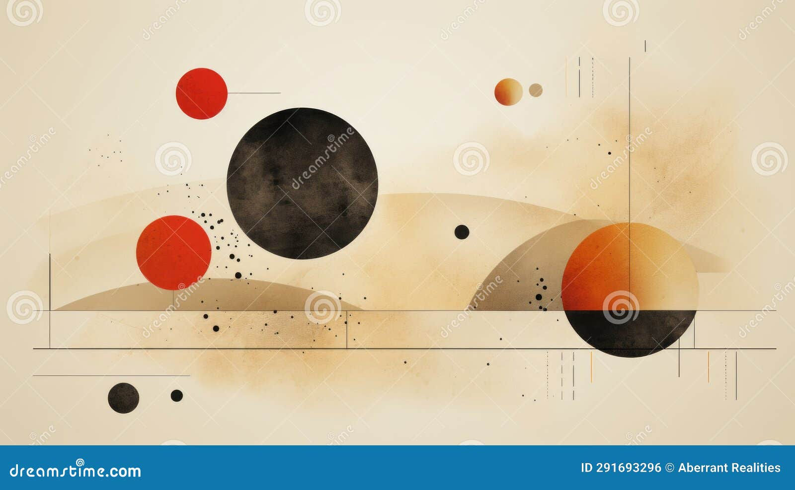 Wallpaper #52dQ-5IBSpphPi3-YpO8133 An Abstract Painting of Circles and Dots on a Beige Background Stock