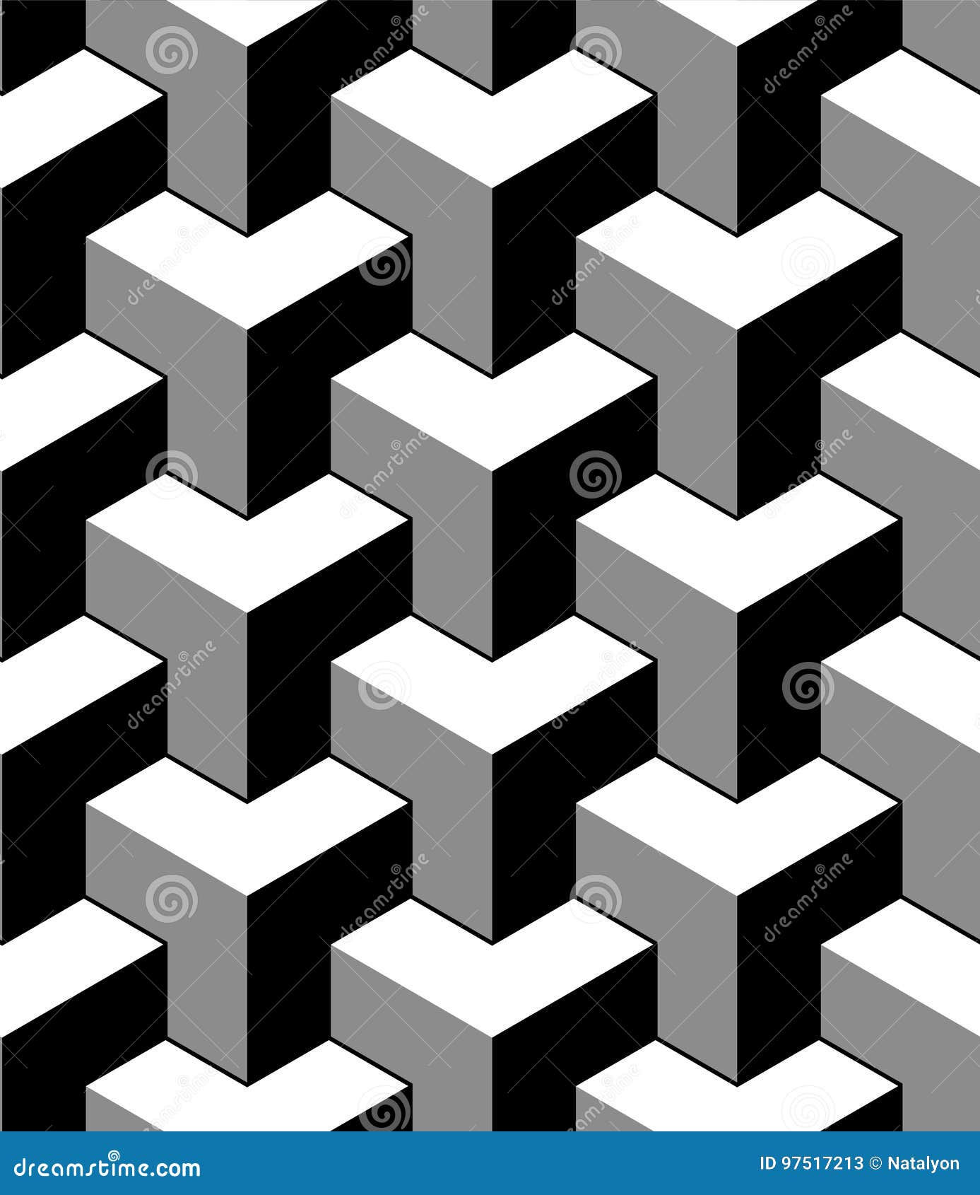 Wallpaper #_2cZC5MBSpphPi3-tdcF29 Abstract 3D Cubes Geometric Seamless Pattern in Black and White Vector