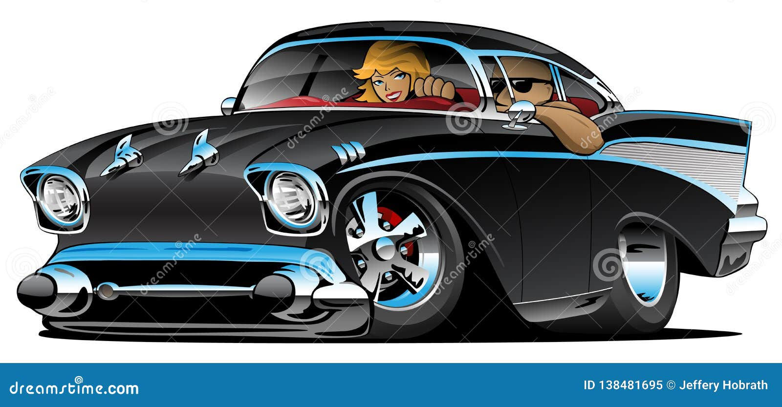 Wallpaper #KWhmFJMBSpphPi3-4wQV139 Classic Hot Rod Fifties Muscle Car with a Cool Couple Vector