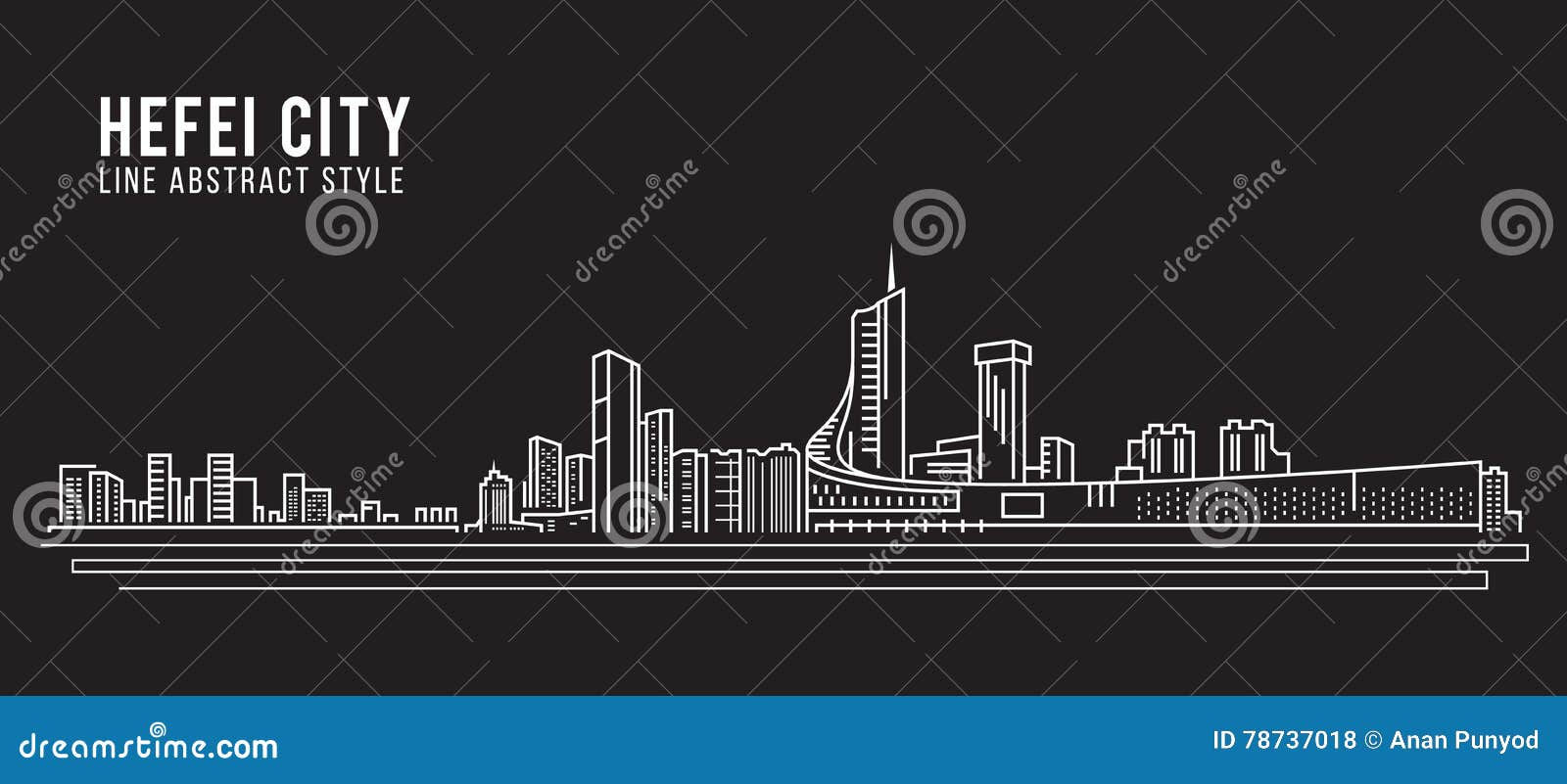 Wallpaper #dmfr65IBSpphPi3-5U-B260 Cityscape Building Line Art Vector Illustration Design Hefei City
