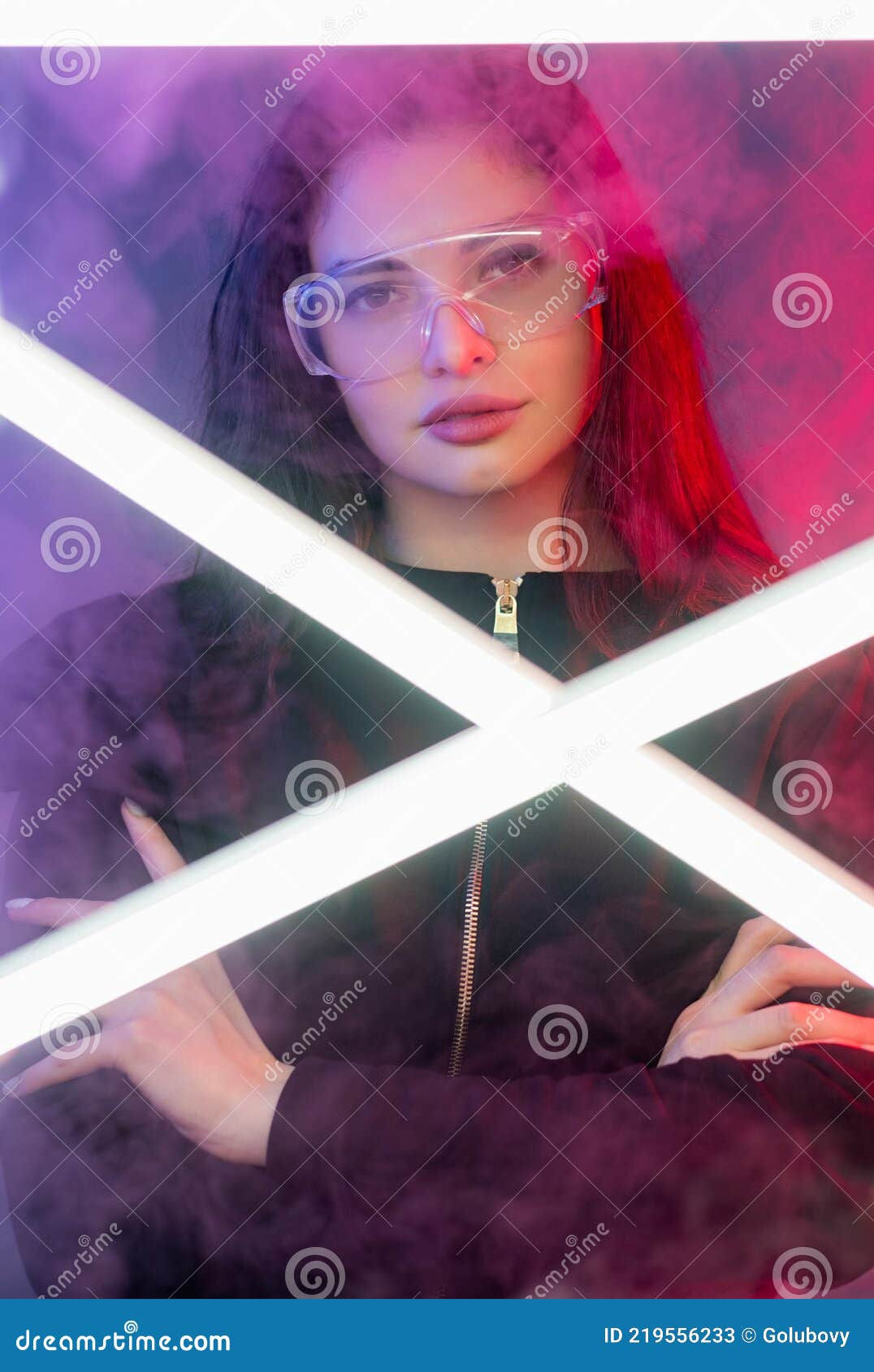 Wallpaper #BmhqHZMBSpphPi3-8yaW230 Cyberpunk Portrait Woman in Neon Light Color Smoke Stock Image Image