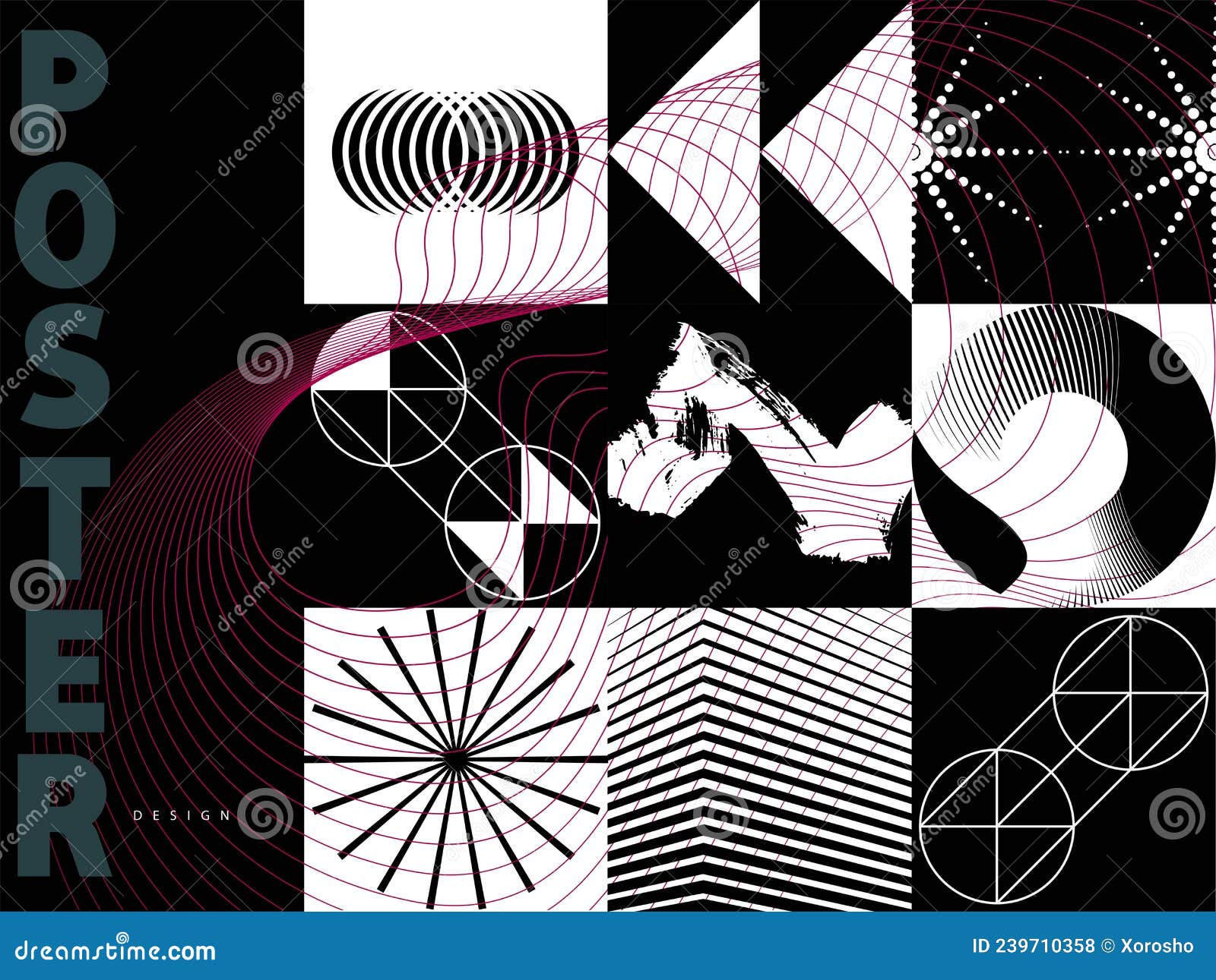 Wallpaper #dRkxMo8BtGB6xQ78lZec22 Cyberpunk Retro Futurism Set Modern Trendy Monochrome Geometric Shapes
