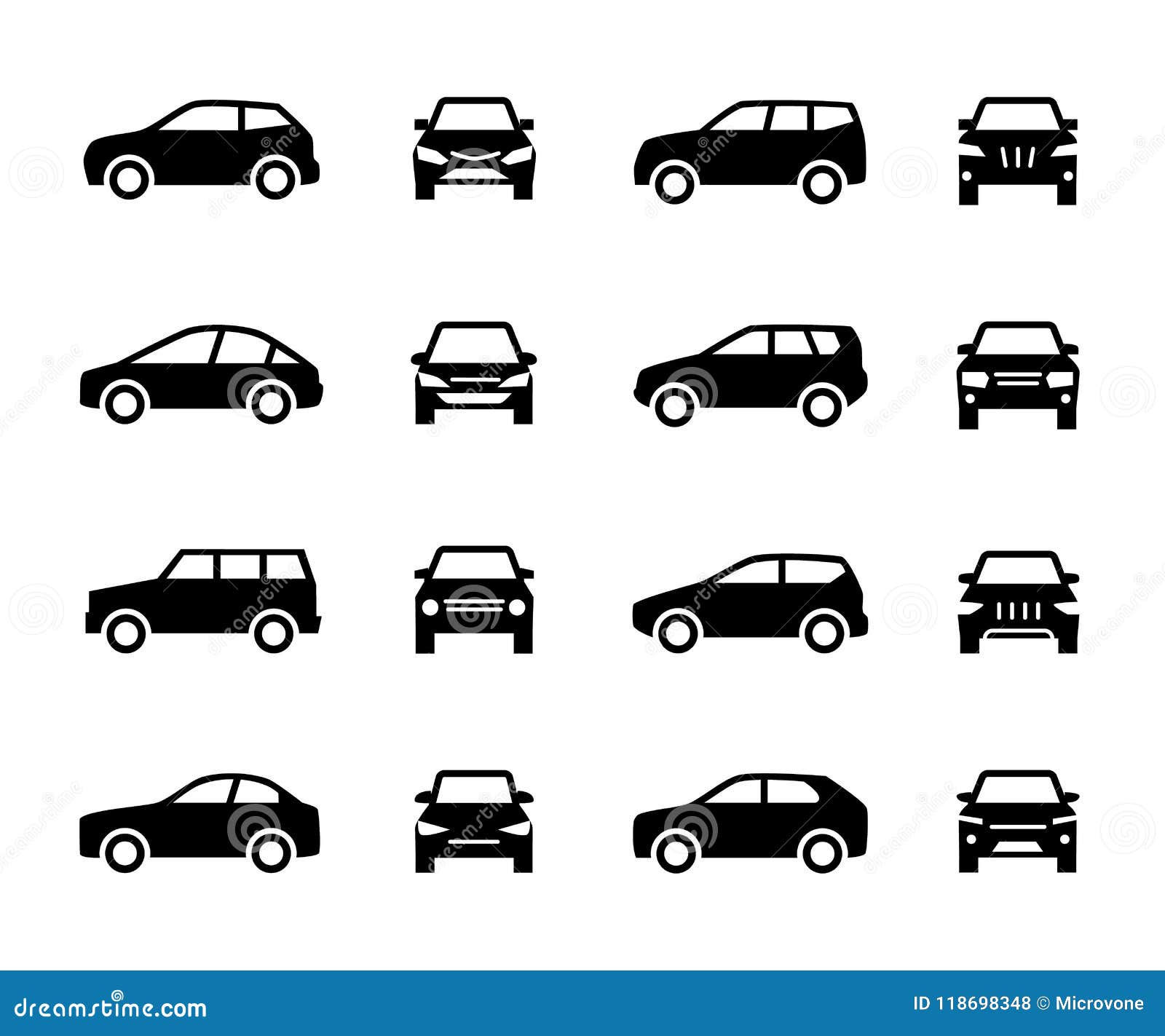 Wallpaper #kWidIpMBSpphPi3-uDN4224 Cars Front and Side View Signs Vehicle Black Silhouette Vector Icons