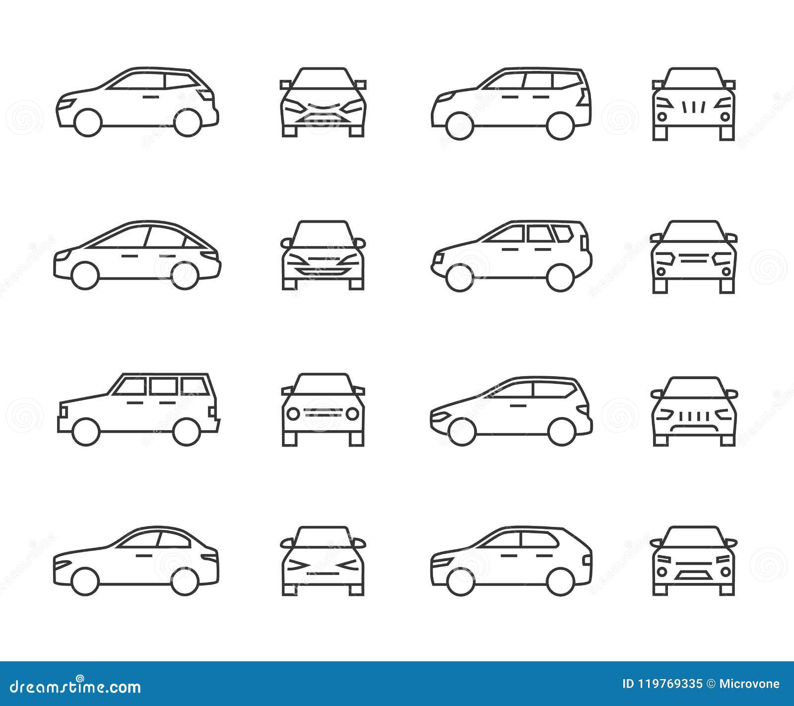 Wallpaper #kWidIpMBSpphPi3-uDN4149 Cars Front and Side View Line Signs Auto Symbols Vehicle Outline